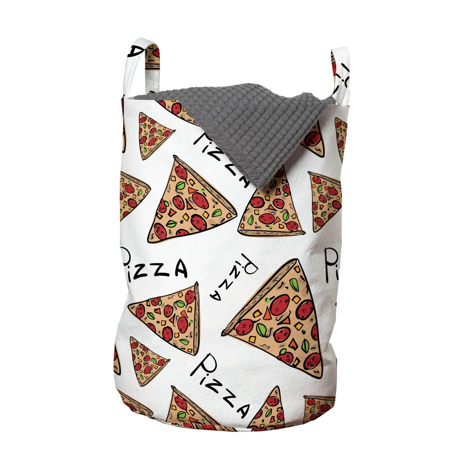 Kordelzugverschluss Abakuhaus mit Pizza für Waschsalons, Griffen Gekritzel-Kunst-Art-Scheiben Wäschesäckchen Wäschekorb