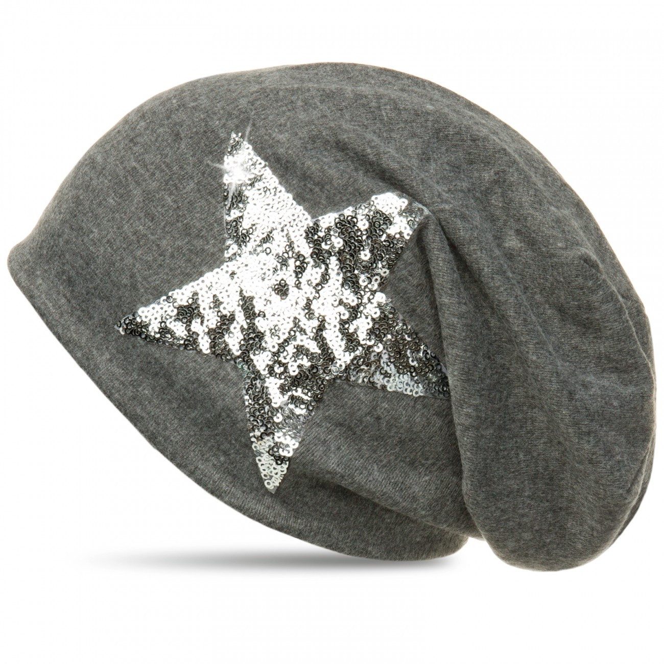Caspar Beanie MU136 Mütze mit Pailletten Stern und warmem Flanell Stoff
