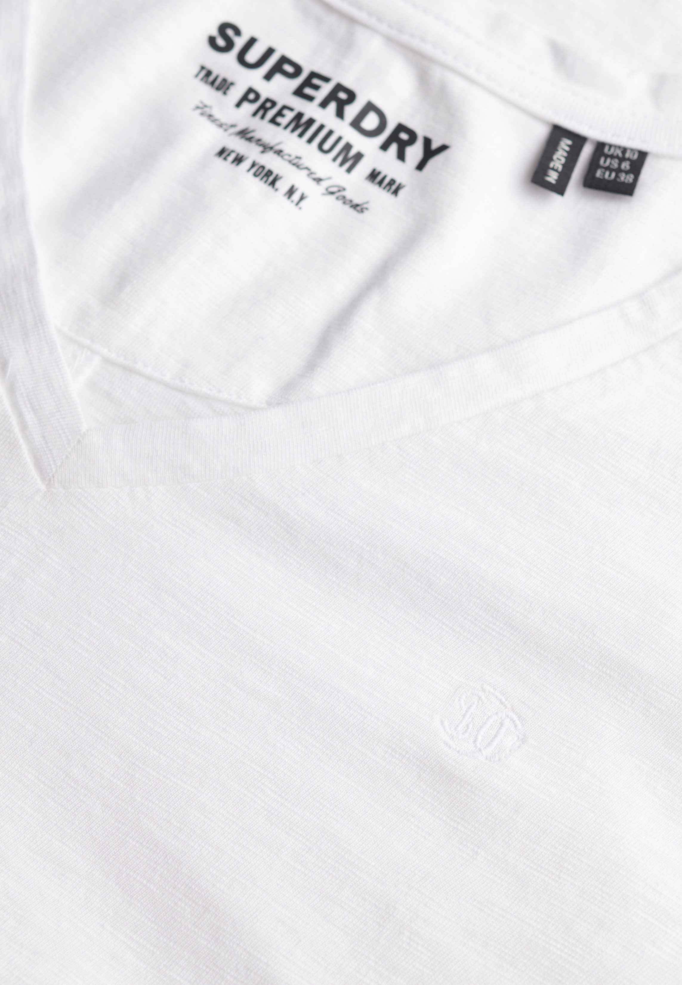 Superdry T-Shirt STUDIOS SLUB EMB VEE TEE Baumwollmischung, relaxed fit