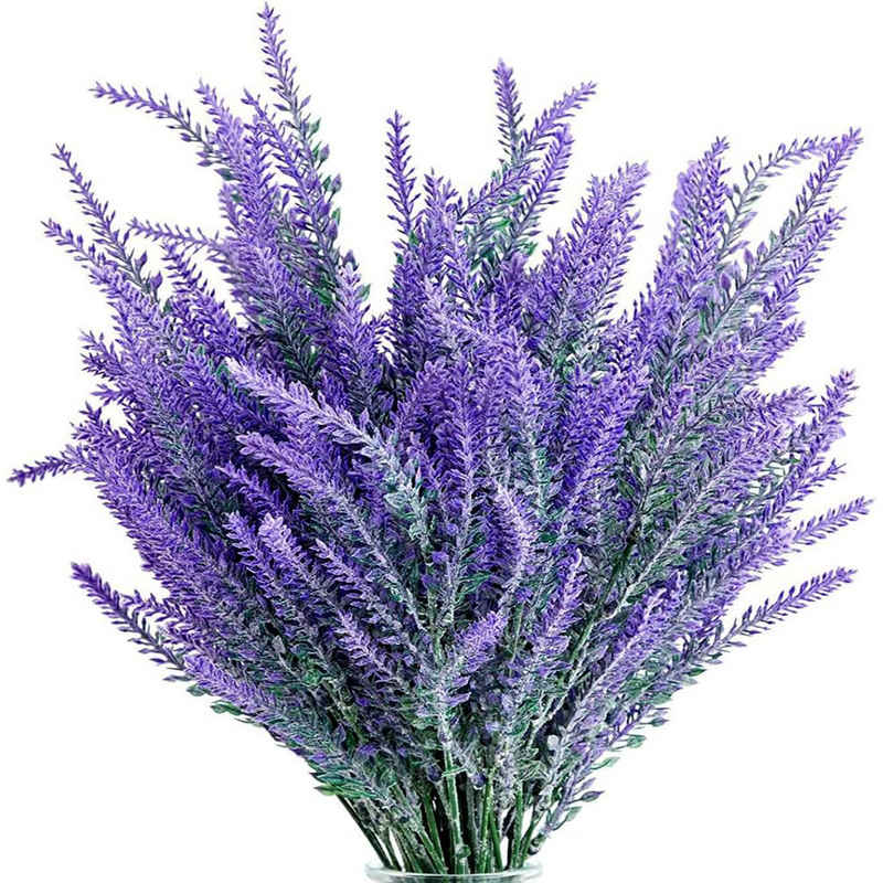 Kunstblume 12 Stk. Künstliche Lavendel Blumen, Outdoor Wetterfeste Kunstblumen, Lubgitsr