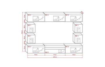 ROYAL24_MARKT Wohnwand - Wohnwand: Modernes Design für stilvolles Wohnzimmer., (Komplett Set, 10-St., C81), Premium-Qualität - Moderne Eleganz - Stimmungsvolle Beleuchtung