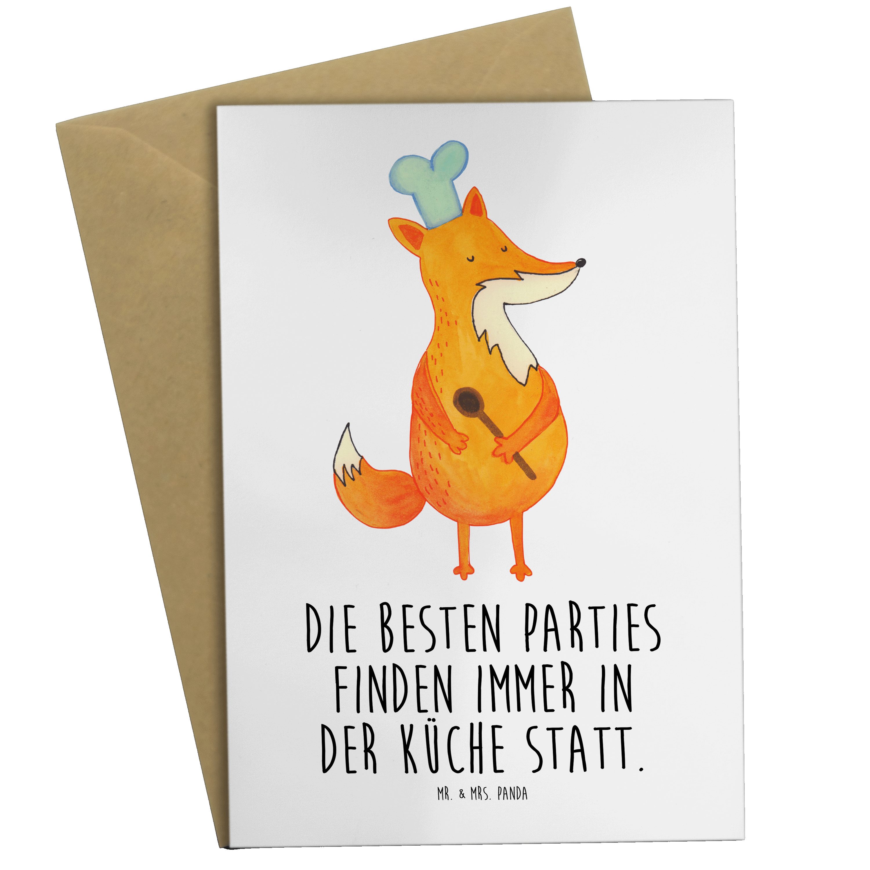 Mr. & Mrs. Panda Grußkarte Fuchs Koch - Weiß - Geschenk, Karte, Glückwunschkarte, Hochzeitskarte