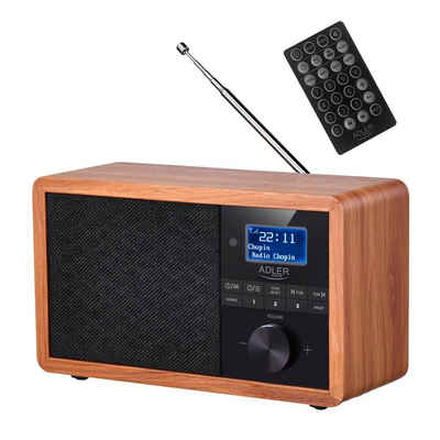 Adler »AD 1184« Digitalradio (DAB) (Bluetooth 5.0, FM/UKW, Holzgehäuse, mit Wecker, Uhr und Fernbedienung)