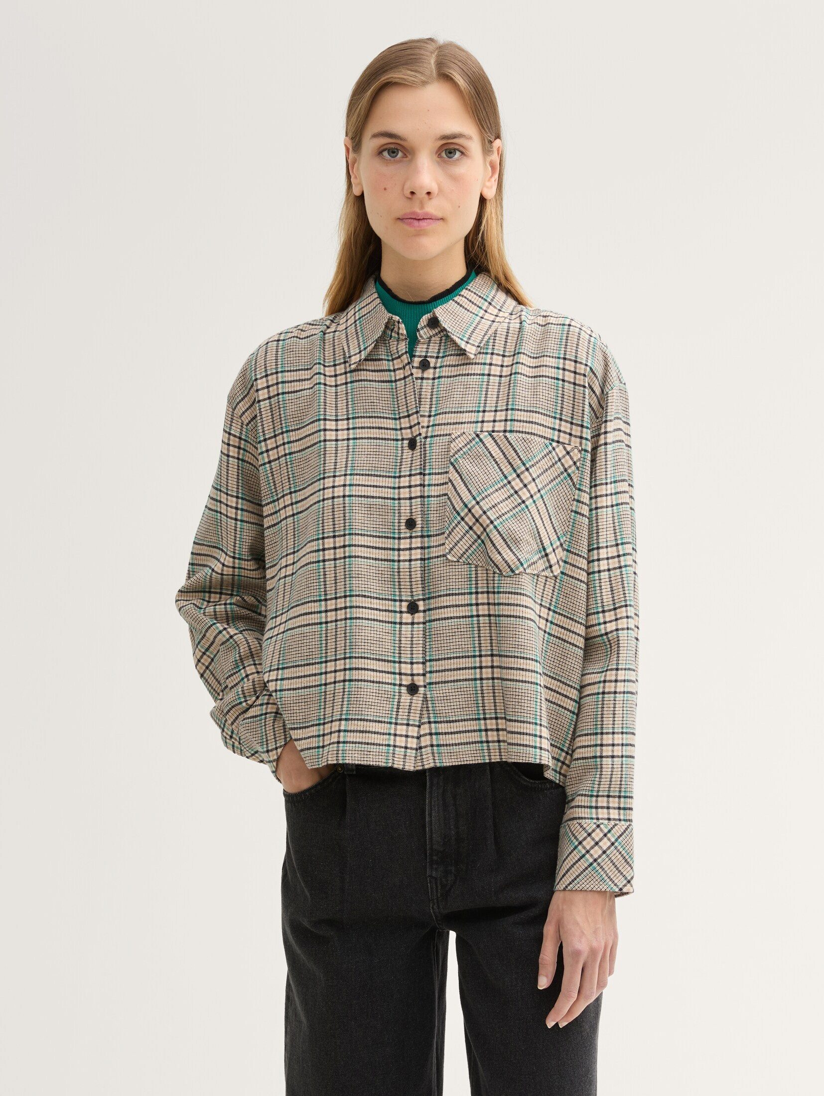 Langarmbluse Boxy Flanellhemd