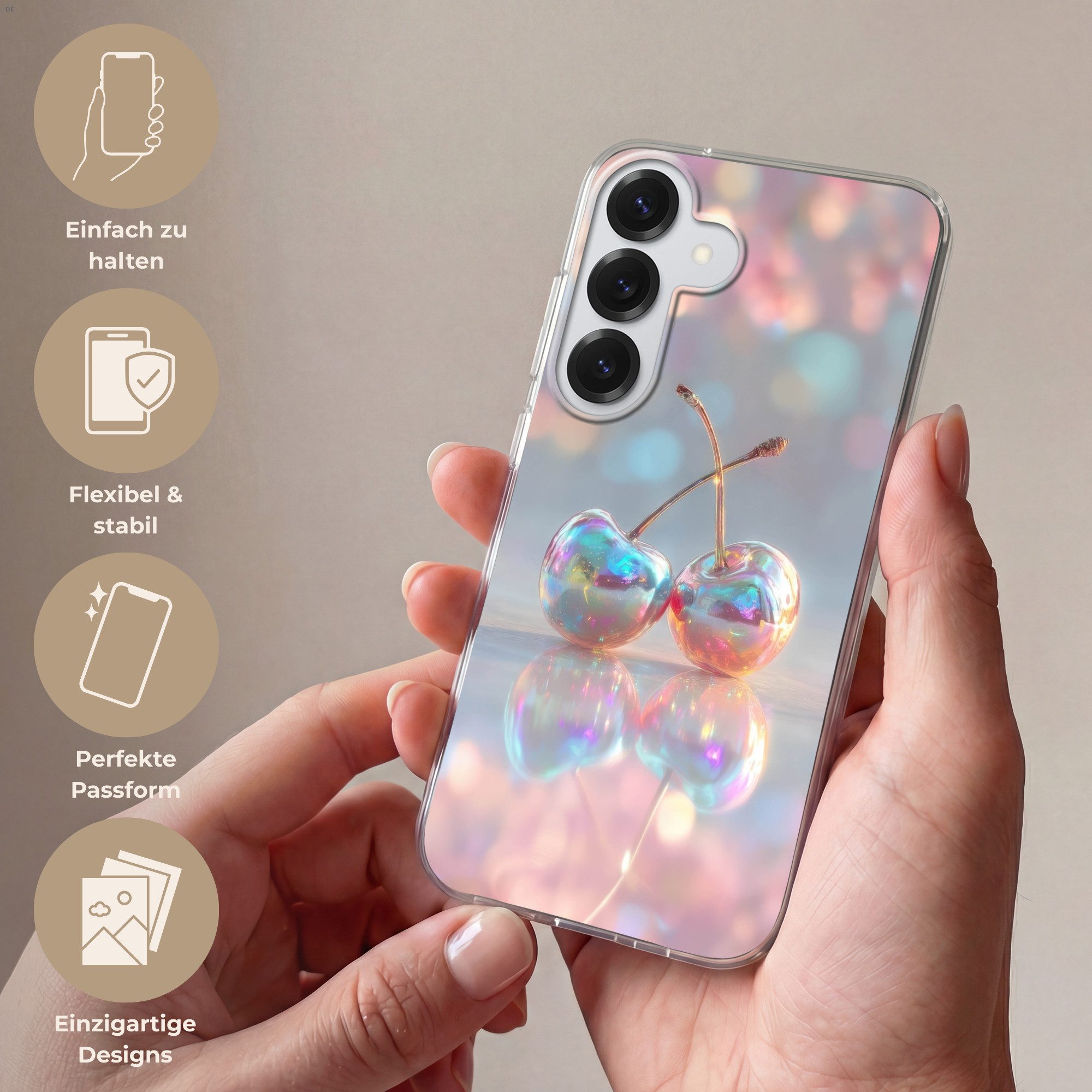 MuchoWow Handyhülle für Samsung Galaxy S26 Kirsche - Glänzend - Regenbogenfarbe, Handy Case, Silikon, Bumper Case Dünn – Bild 4 von 5