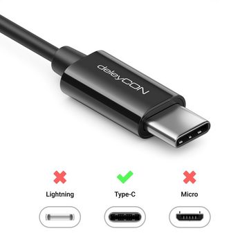 deleyCON deleyCON 0,5m 3,5mm Klinke auf USB-C Kabel AUX 3,5mm Klinkenkabel USB-Kabel