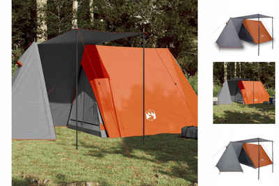 vidaXL Vorzelt Campingzelt 3 Personen Grau Orange 465x220x170 cm 185T Taft