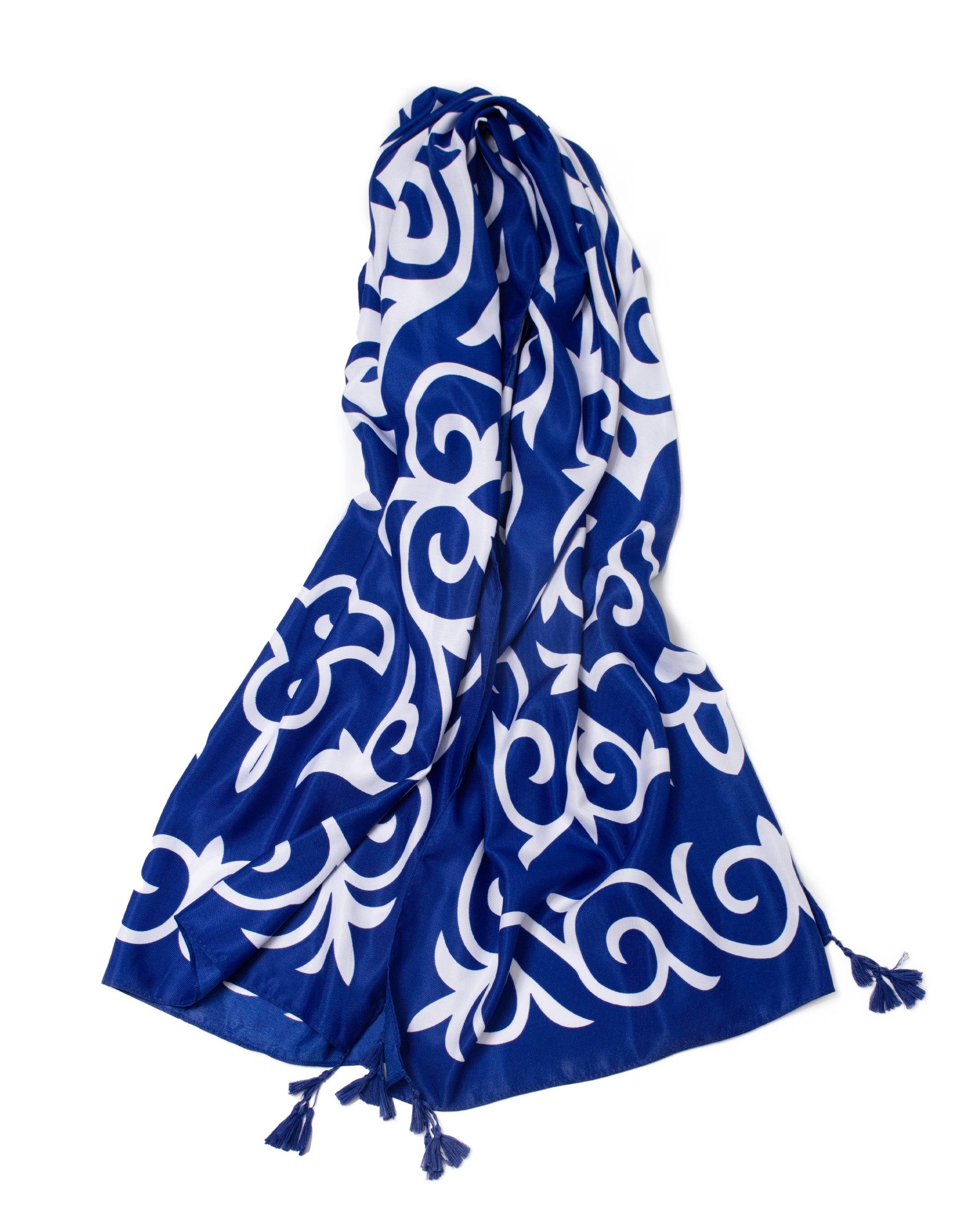 MayTree Modeschal Strandschal mit folkloristischem Druck 85 x180 königsblau günstig online kaufen