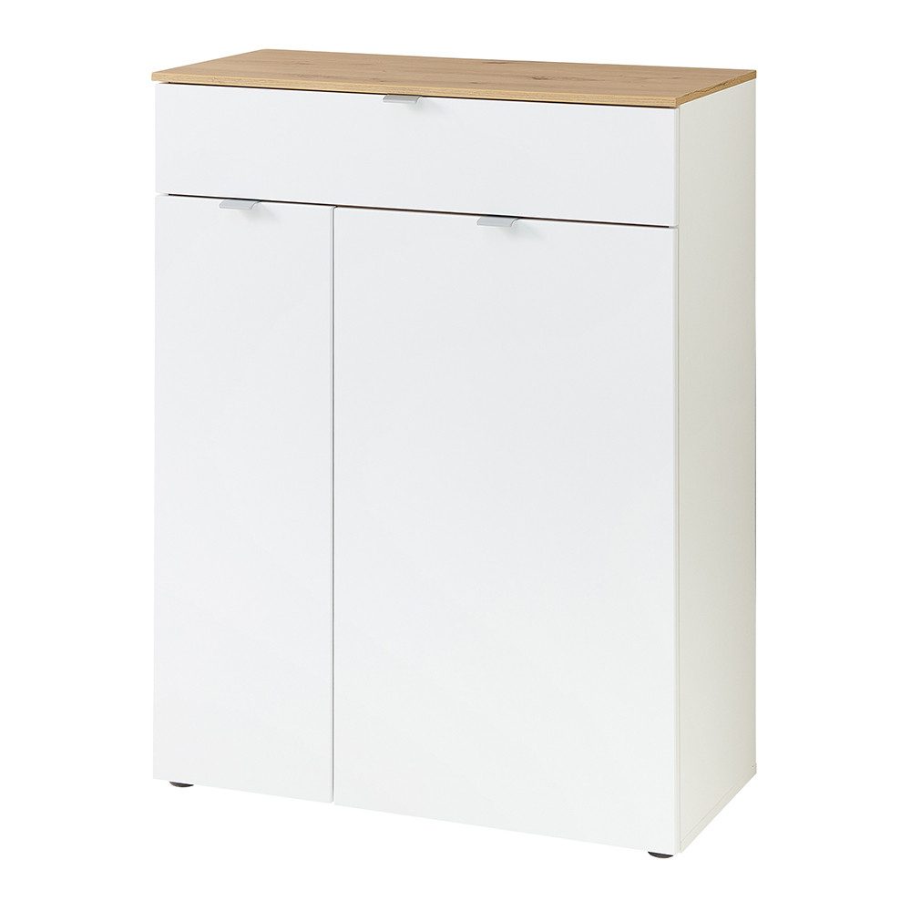 Lomadox Schuhschrank BLISS-36 weiß matt Eiche Garderobe Flurschrank Garderobenmöbel 78x102,1x37,4 cm