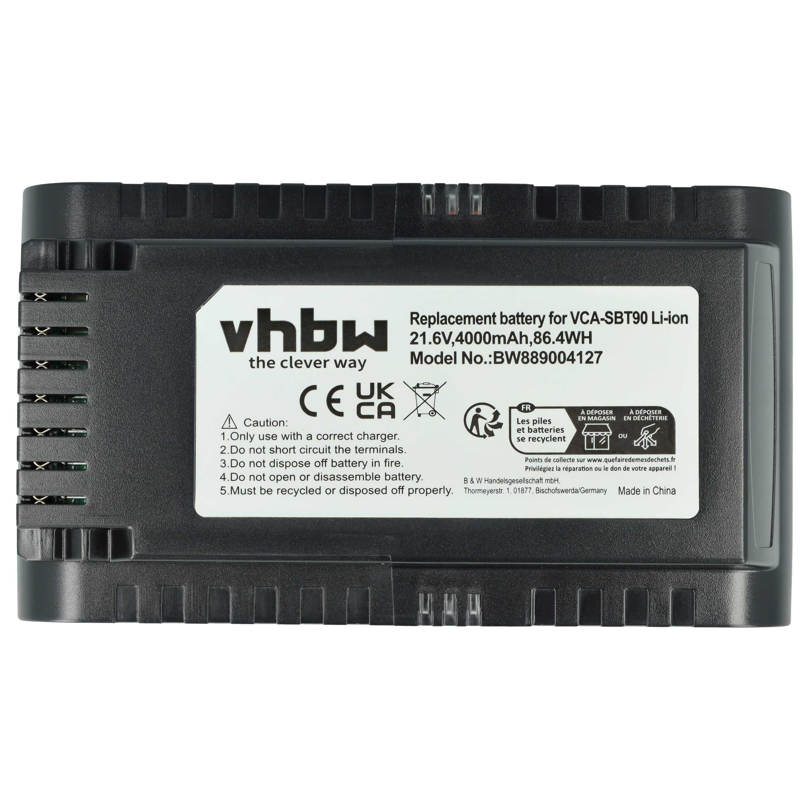 vhbw Akku passend für Samsung Jet 75 Premium VS20T7538T5/SH, 75 Premium, Staubsauger-Akku Akku Li-Ion 4000 mAh (21,6 V, 1 St), Leistungsfähiger Austausch-Akku für Ihren Staubsauger