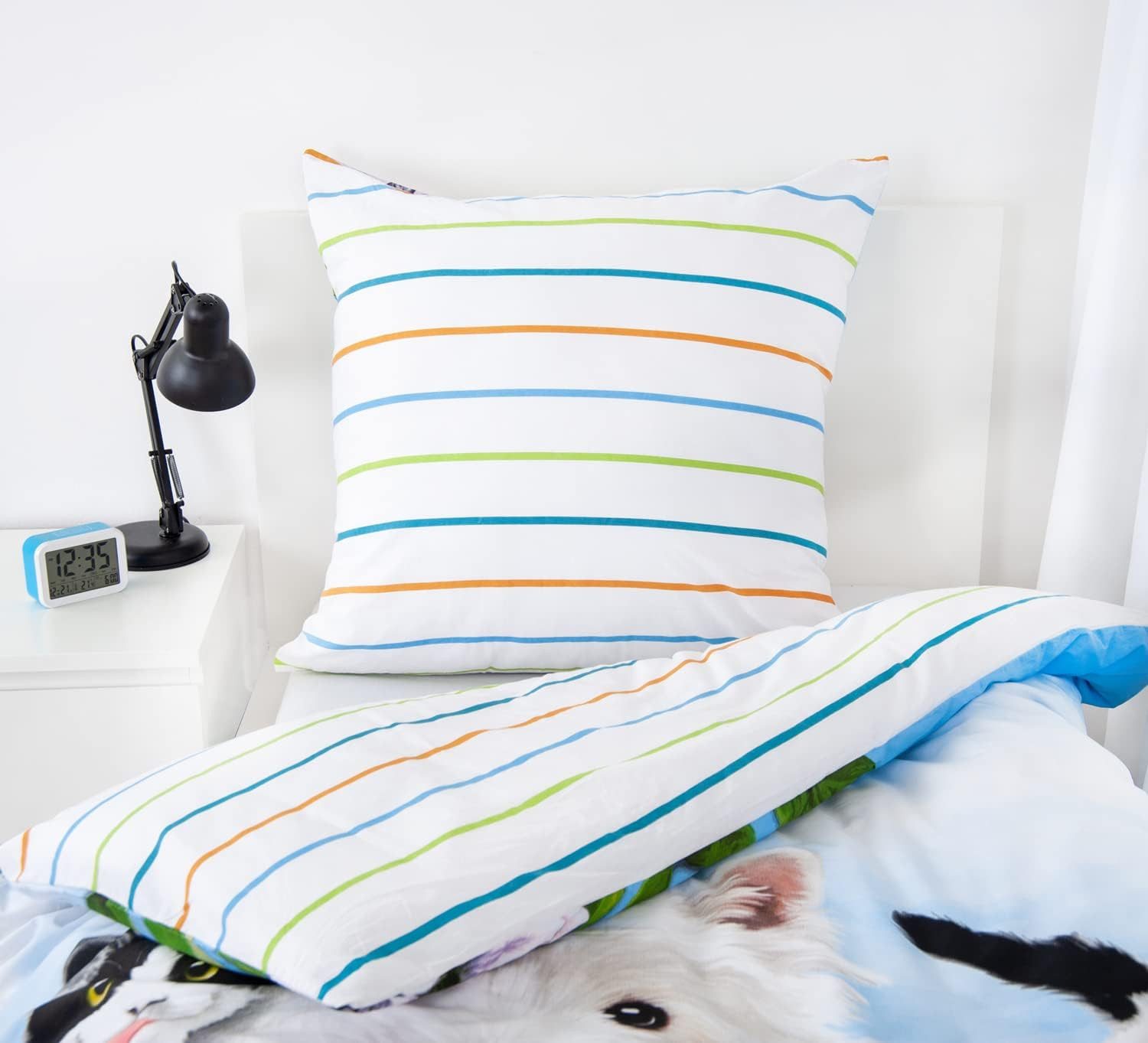 Herding Bettwäsche Selfie Tiere - 2 x Wende-Bettwäsche-Set im Doppelpack, 135x200 & 80x80, Baumwolle, 100% Baumwolle