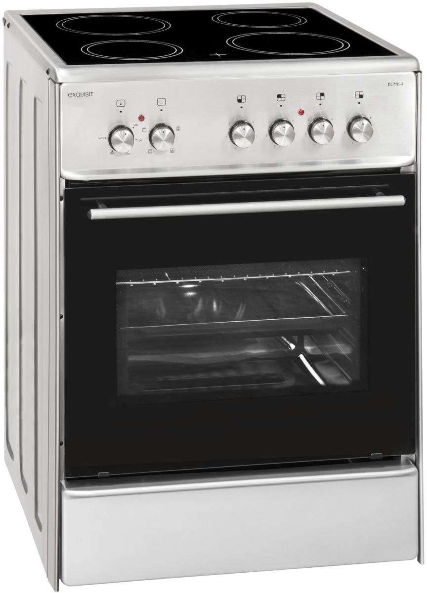exquisit Elektro-Standherd ECM6-4 Inox, mit Backwagen