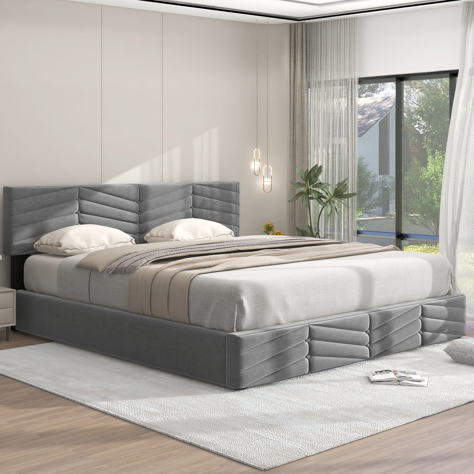 REDOM Polsterbett Funktionsbett (Hydraulisches Doppelbett 140x200cm günstig online kaufen