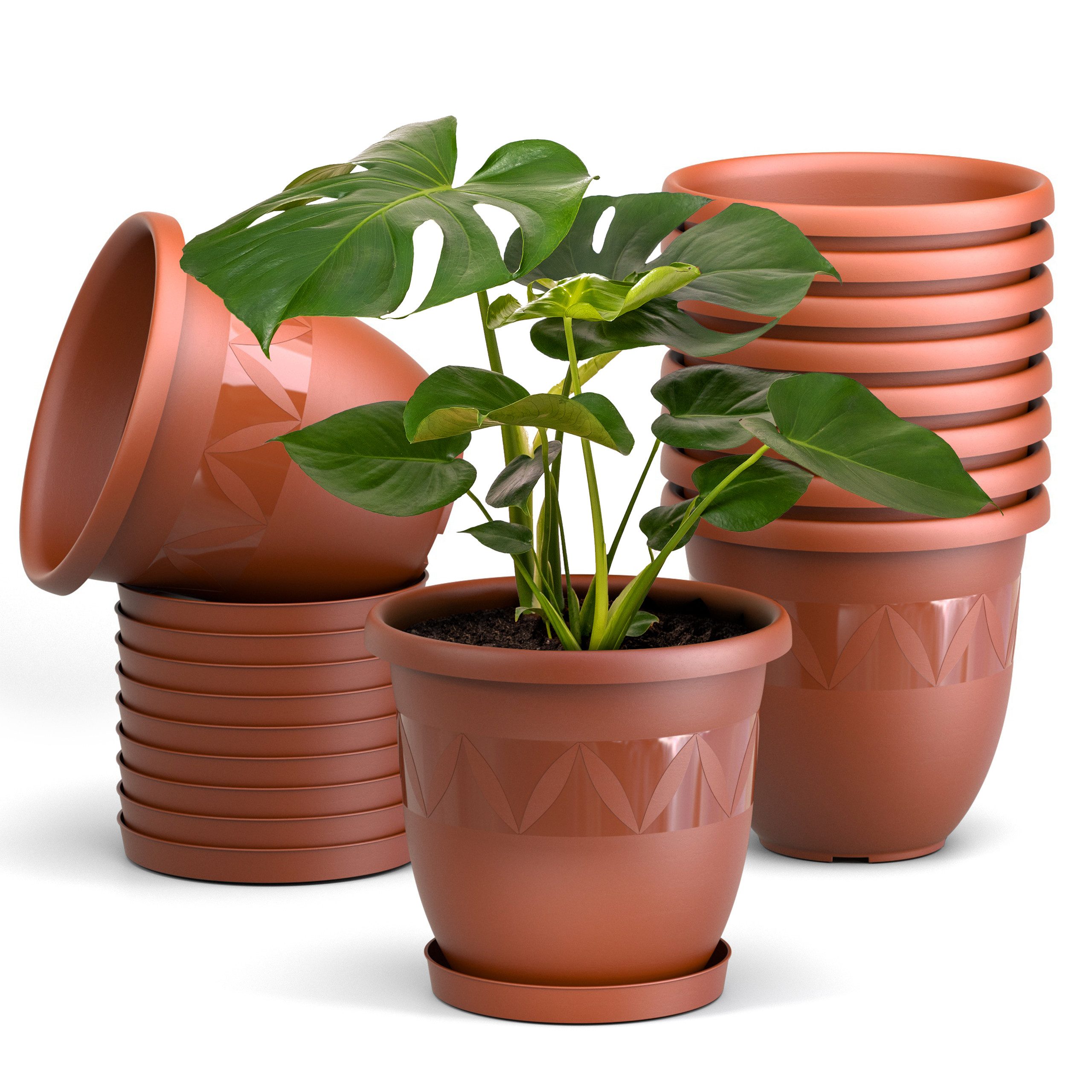 Plastard Pflanzkübel 3er, 5er, 10er Sets, Blumentopf mit passenden Unterset günstig online kaufen