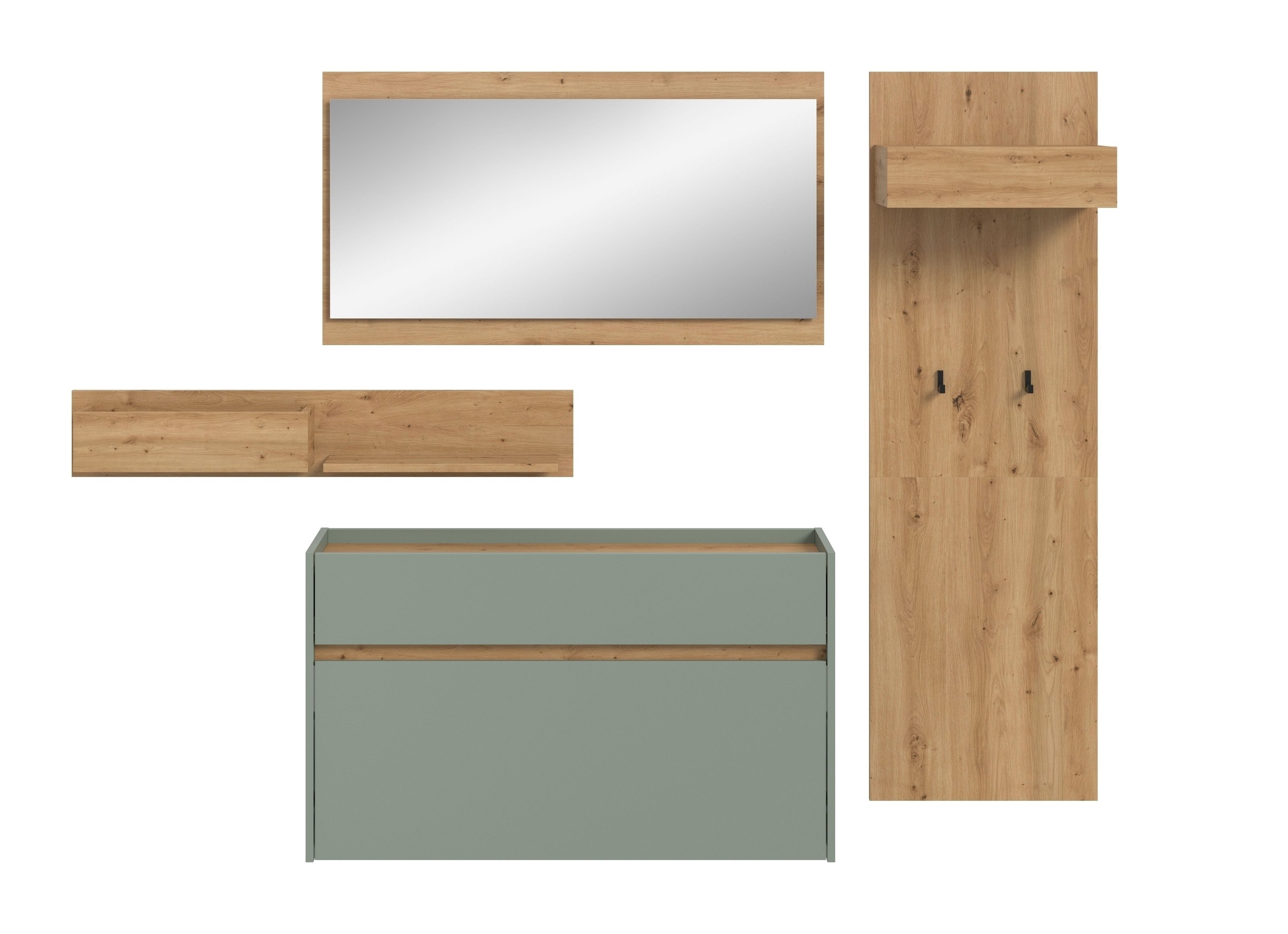 freiraum Garderoben-Set Drive, in Salbei - 192x205x32cm (BxHxT)