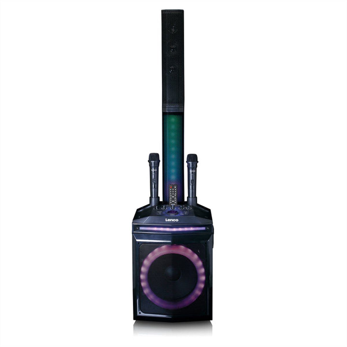 Lenco PA-Anlage PA-220BK, 2 Mikrofone, Digitalradio (DAB) (BT, Party Licht, 120W RMS)