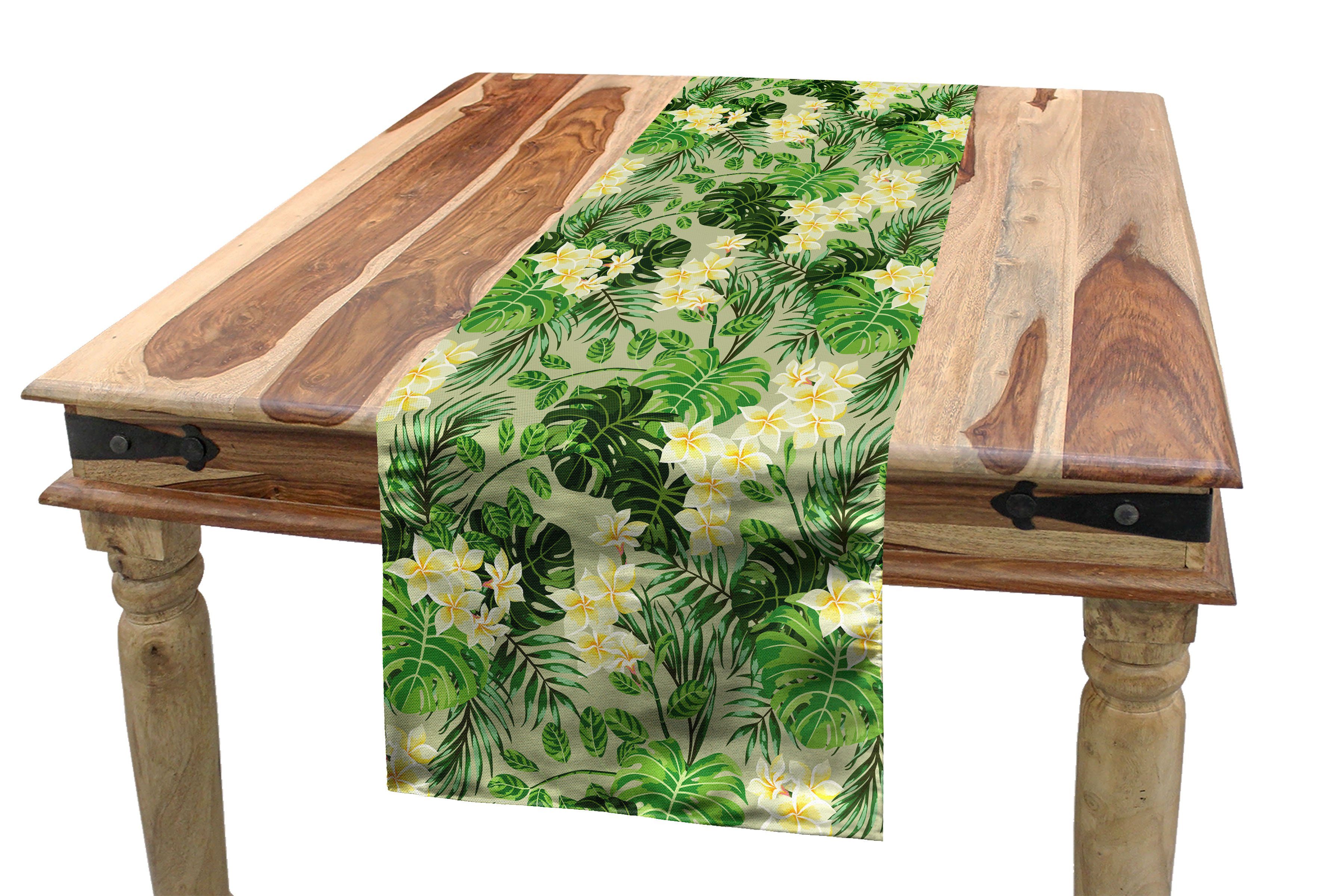 Abakuhaus Tischläufer Esszimmer Küche Rechteckiger Dekorativer Tischläufer, Blumen Exotische Pflanzendecke Muster
