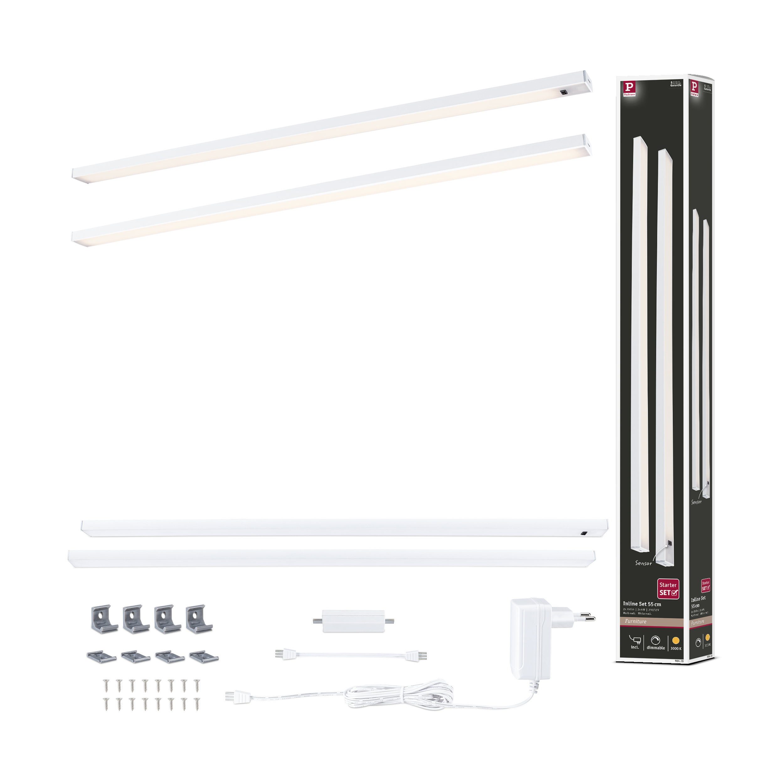 Paulmann LED Unterbauleuchte LED Unterschrankleuchte Inline Starterset 3000K dimmbar 2x6W 550x26 mm