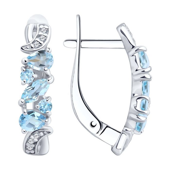 Zolotoy Paar Ohrhänger Damen Ohrringe Topas Blau 92021778 Ohrhänger Zirkonia Silber Silberschmuck für Damen