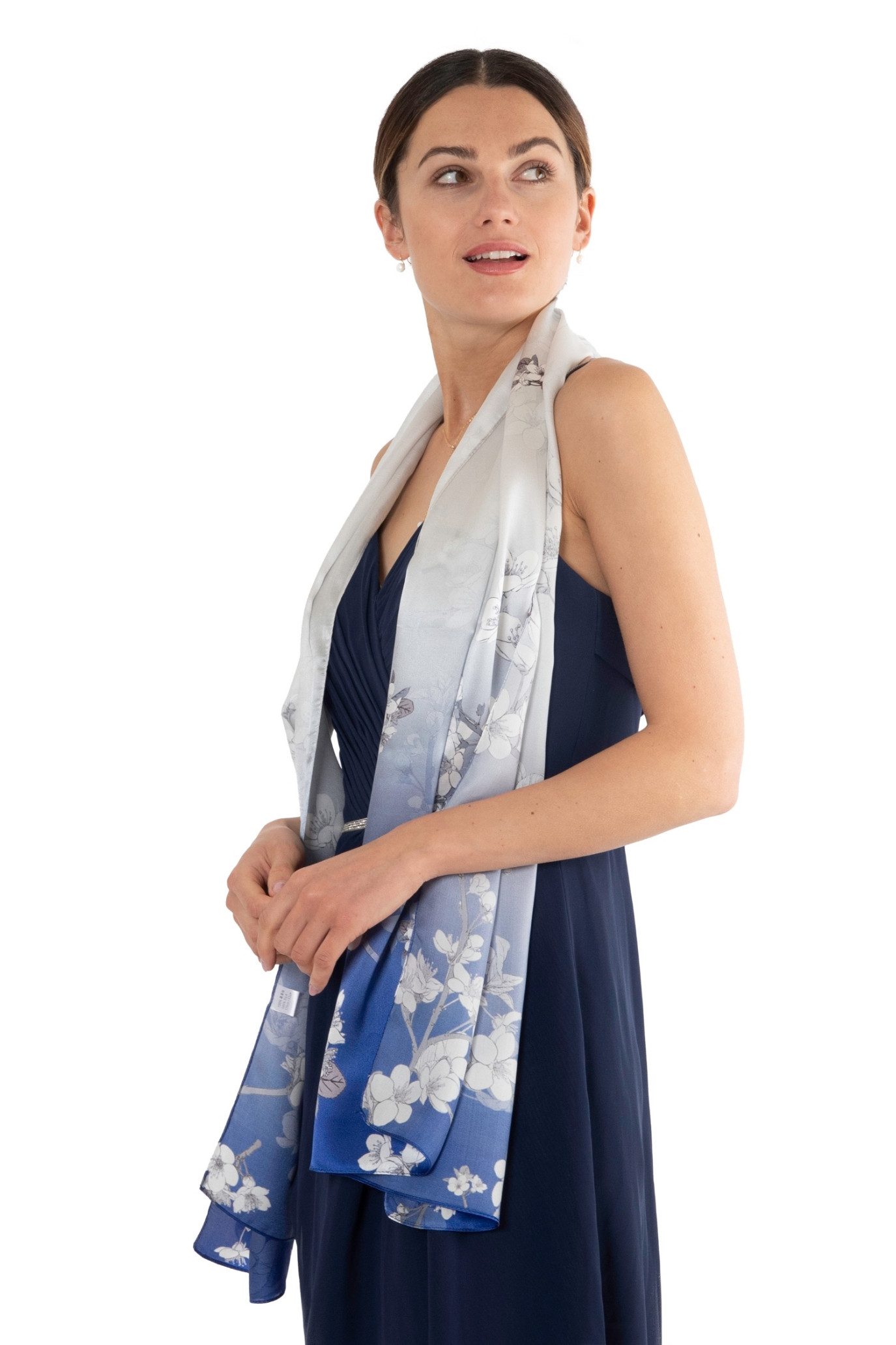 MayTree Seidenschal Mandelblüte blau, 55 x 175 cm, leichter Damen-Schal, al günstig online kaufen