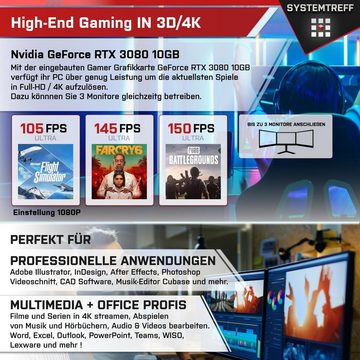 SYSTEMTREFF Gaming-PC (Intel Core i9 13900KF, GeForce RTX 3080, 32 GB RAM, 1000 GB SSD, Wasserkühlung, Windows 11, WLAN)