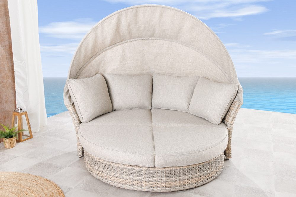 riess-ambiente Loungebett SEATTLE 195cm greige - Polyrattan, Aluminium, Flachgewebe, Outdoor, Einzelartikel 1 Teile, Drehbare Sonneninsel - ideal für Garten, Balkon und Terrassen