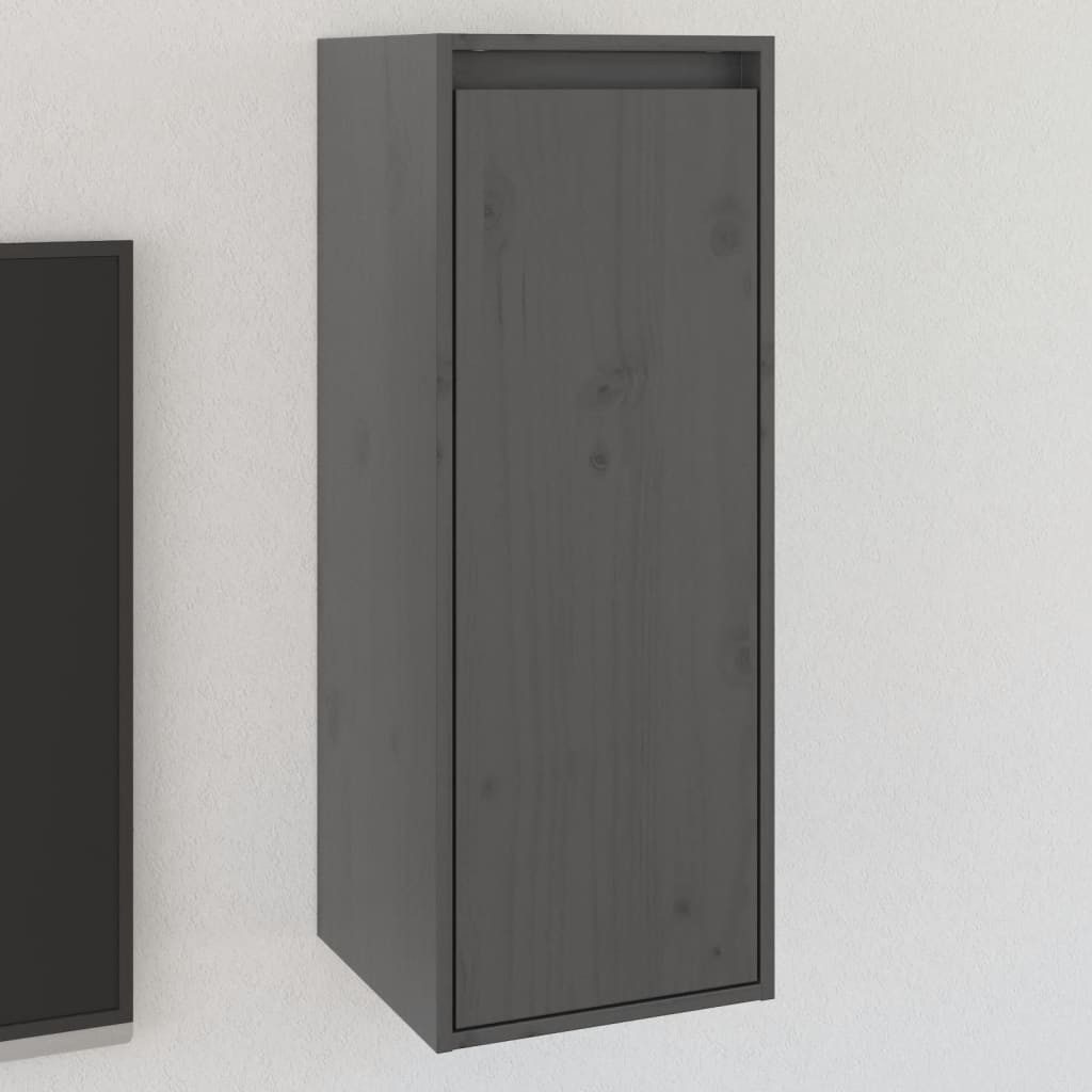 furnicato Wandhängeschrank Wandschrank aus Massivholz Grau 30 x 30 x 80 cm, 1-tlg., Stabiles Regal als TV-Schrank mit Ablagefläche für Wohnräume