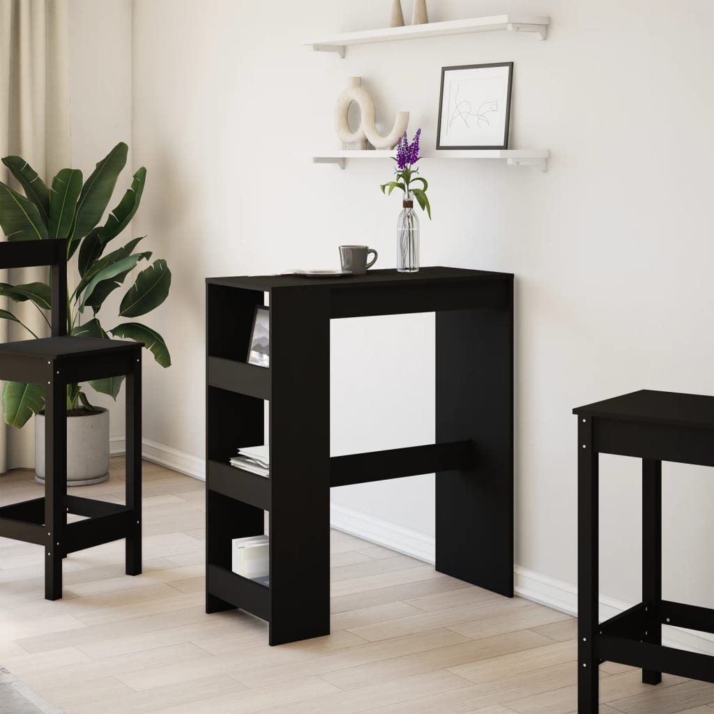 vidaXL Esstisch Bartisch mit Regal Schwarz günstig online kaufen