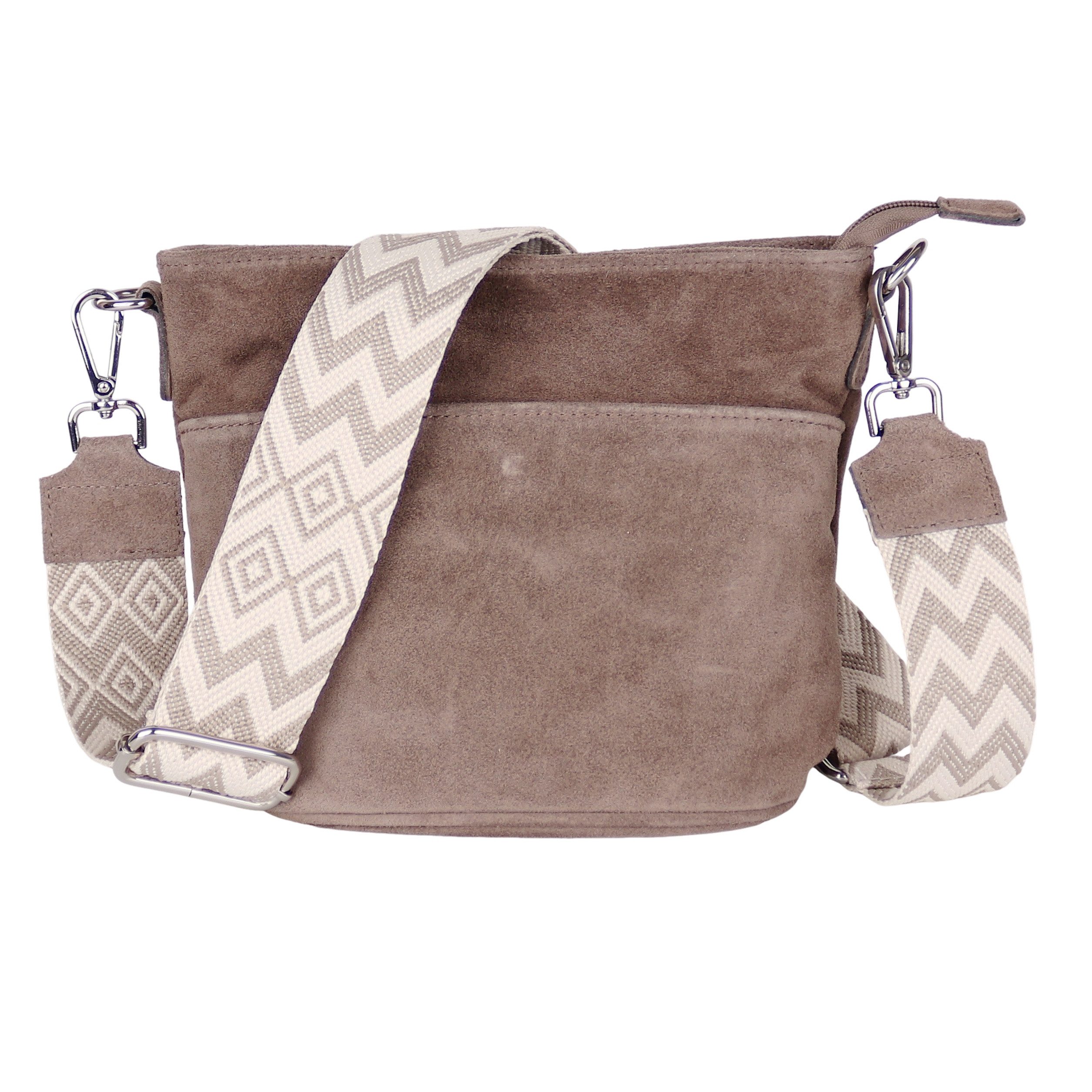 MIRROSI Umhängetasche Damen, Crossbody Bag, Echtleder Made in Italy (1 Tasche 2 Gurte oder Basic Version 1 Tasche 1 Gurt), 24x18x12cm (BXHXT)