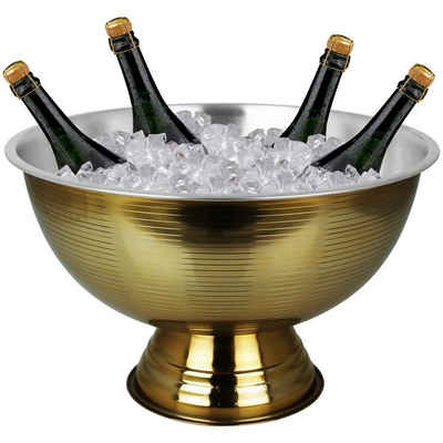 Koopman Sektkühler Champagnerkühler Edelstahl Gold Flaschenkühler Weinkühler Kübel, Getränkekühler Sekt Wein Kühler Champagner Behälter Eisbehälter Party