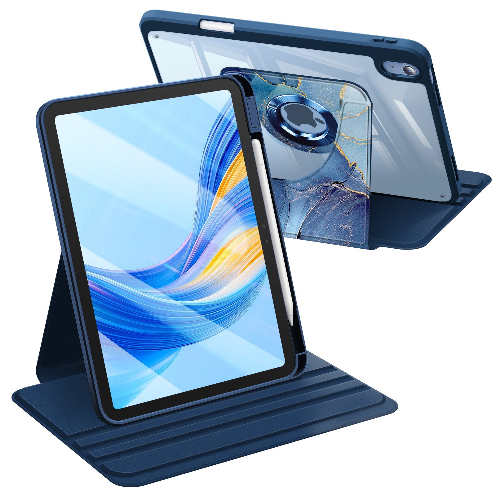 Fintie Tablet-Hülle Rotierende Hülle für iPad (A16) 11./10. Generation 2025/2022, 360 Grad Drehbare Hülle mit Stifthalter, Transparente Acryl-Rückseite