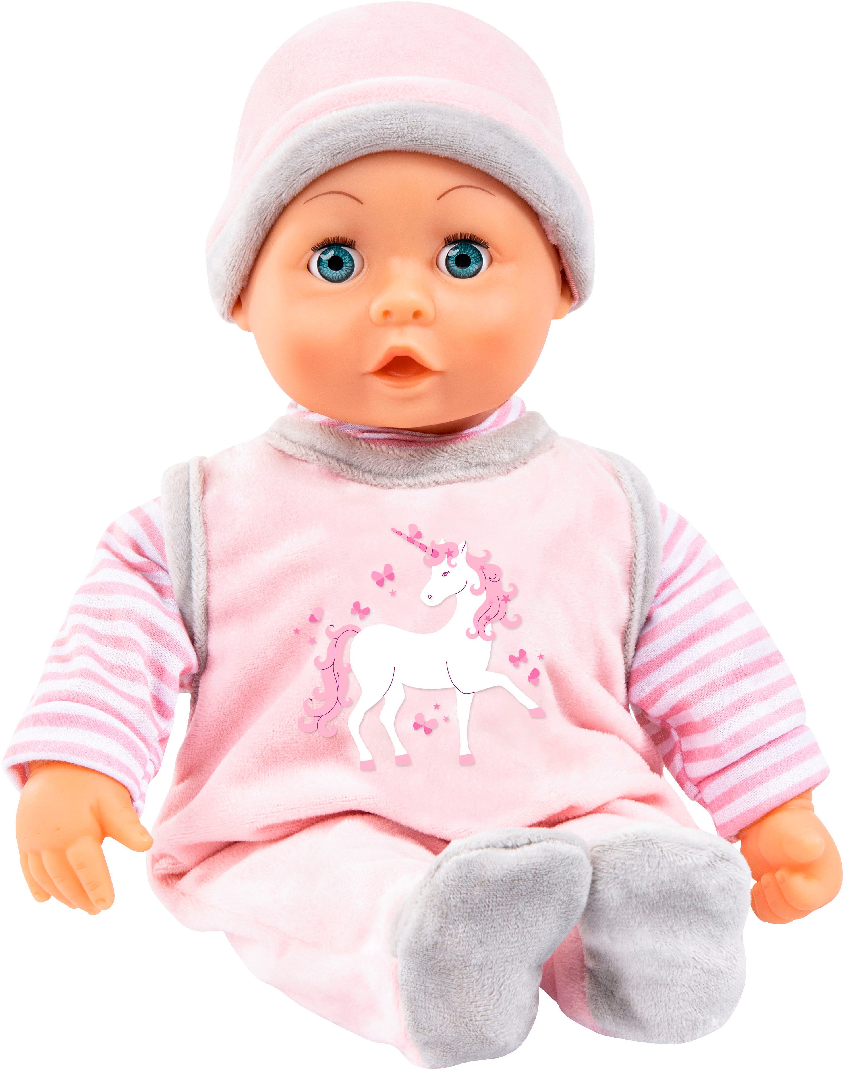 Bayer Babypuppe First Words Baby, 38 cm, Einhorn rosa (3-tlg), mit Schlafau günstig online kaufen