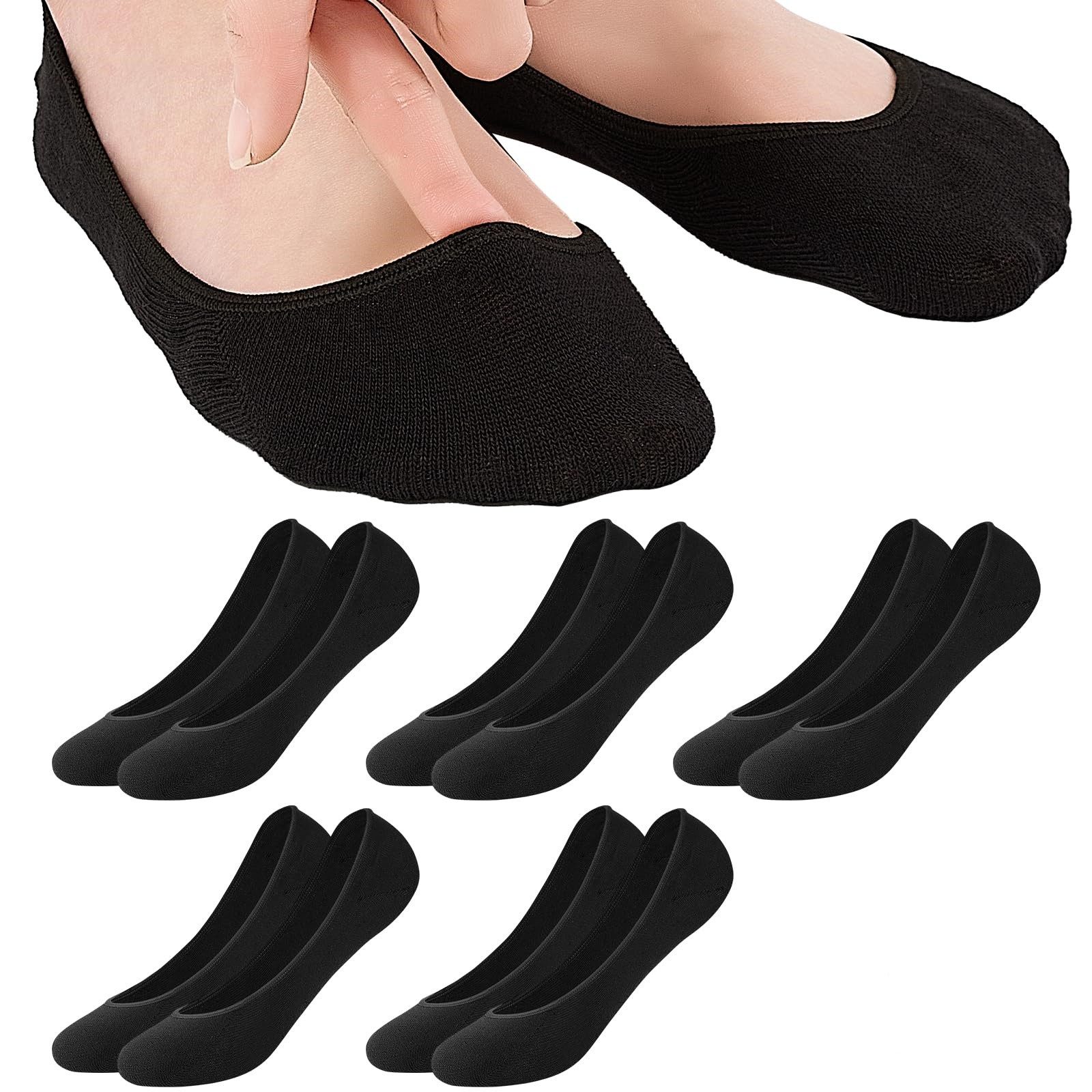 FOUORTUNATE-BEE Kurzsocken 5 Paar Damen Sneaker Socken unsichtbar rutschfest atmungsaktiv Für Sport Alltag Ballerina Schuhe Silikon Halt Größen 35-42