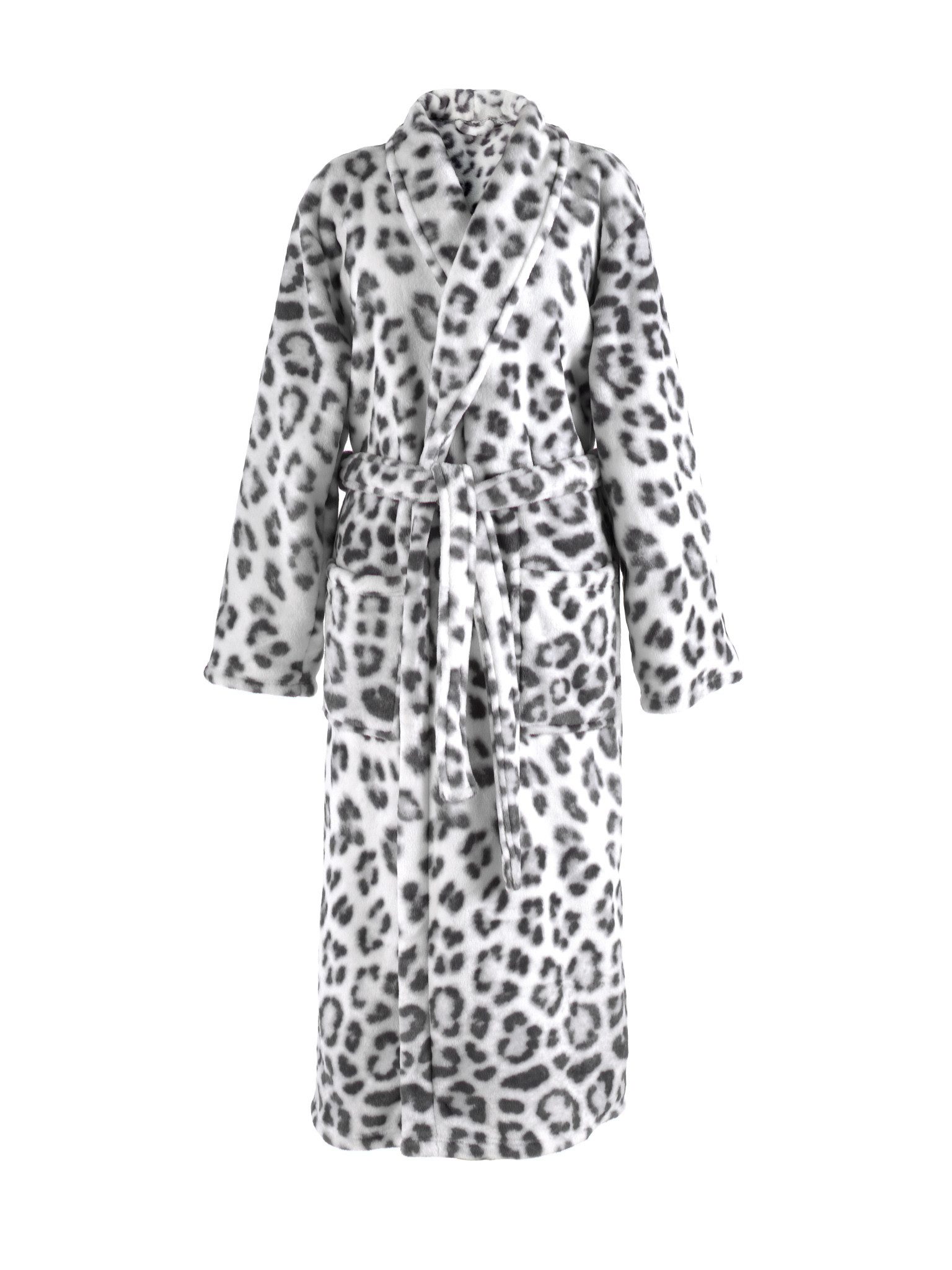 ZO HOME Bademantel Snow Leopard Bademantel Lang XL Grey Bademantel XL Grey Fauna, Bademantel Morgenmantel