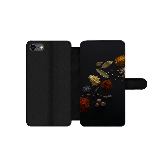 MuchoWow Handyhülle Kräuter - Schwarz - Gewürze - Küche - Kochen Handyhülle Telefonhülle Apple iPhone SE (2020)