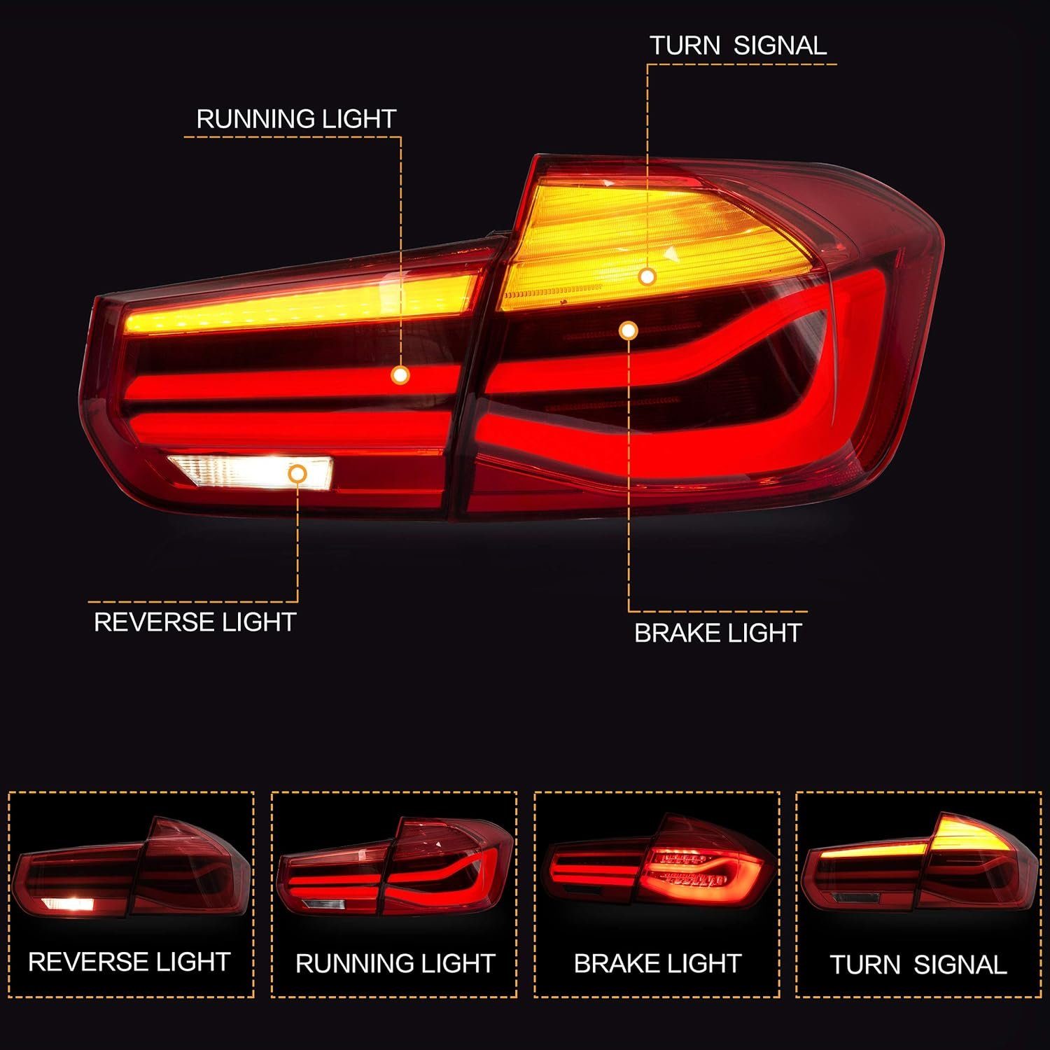 F80 Rückleuchten - F30 Voll rot LED integriert 3er LLCTOOLS 2011 fest Rückleuchte LED für 2019, F35 BMW