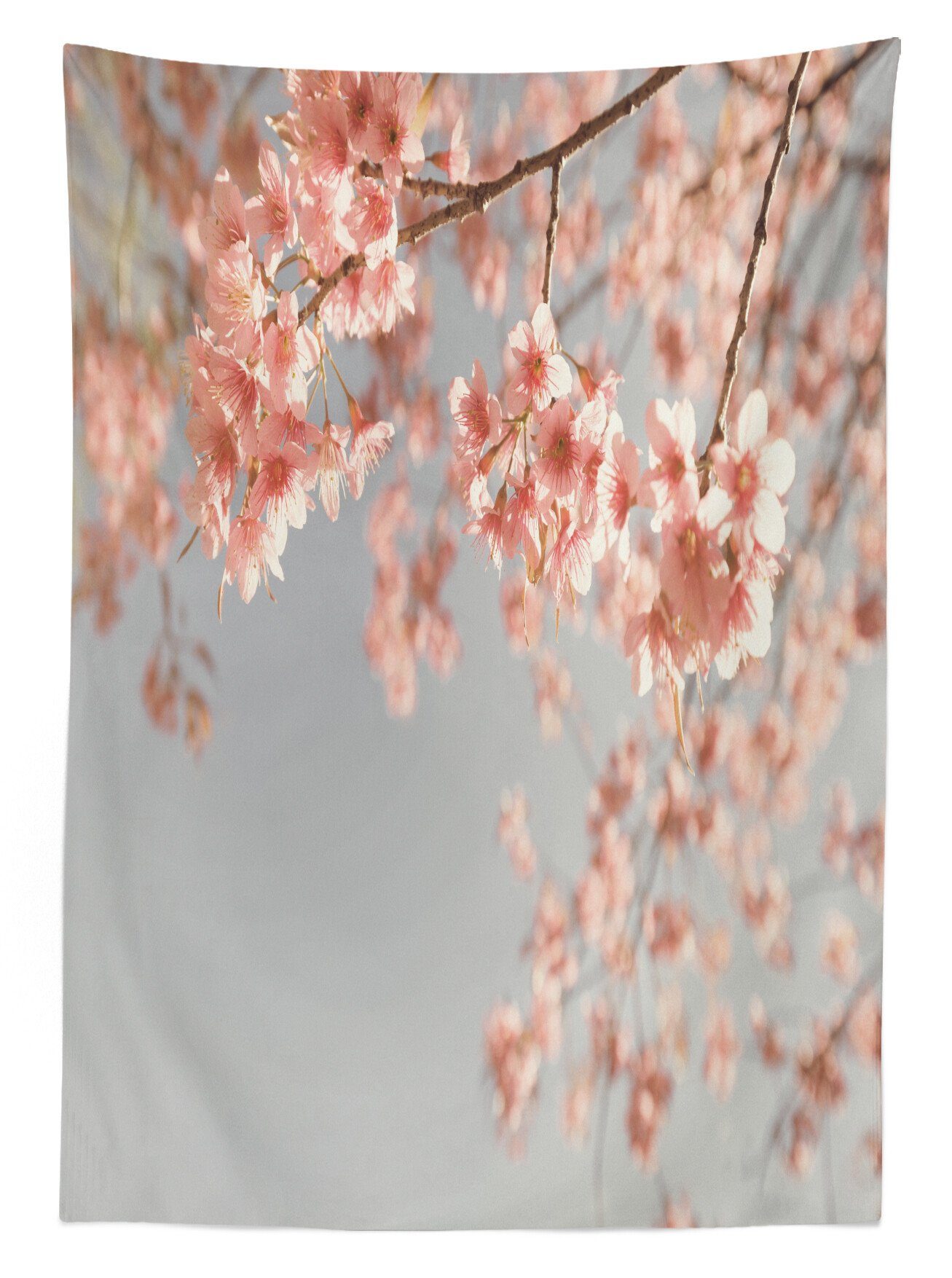 Klare den Für Landschaft Sakura Farben, Farbfest Waschbar Abakuhaus Tischdecke Außen Bereich Pfirsich geeignet Bäume