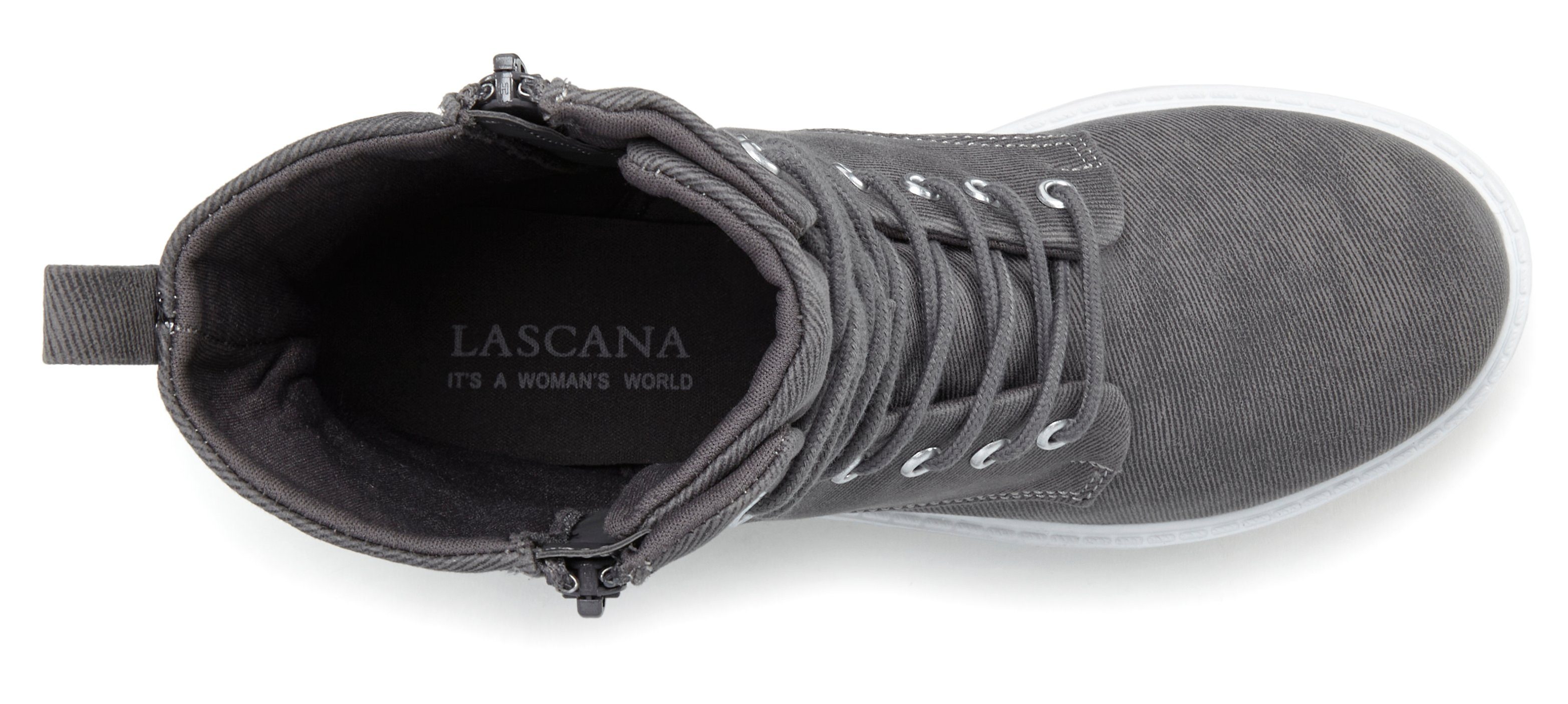 LASCANA Stiefelette zum Schnüren in modischer Combat Optik mit Reißverschluss VEGAN – Bild 3 von 5