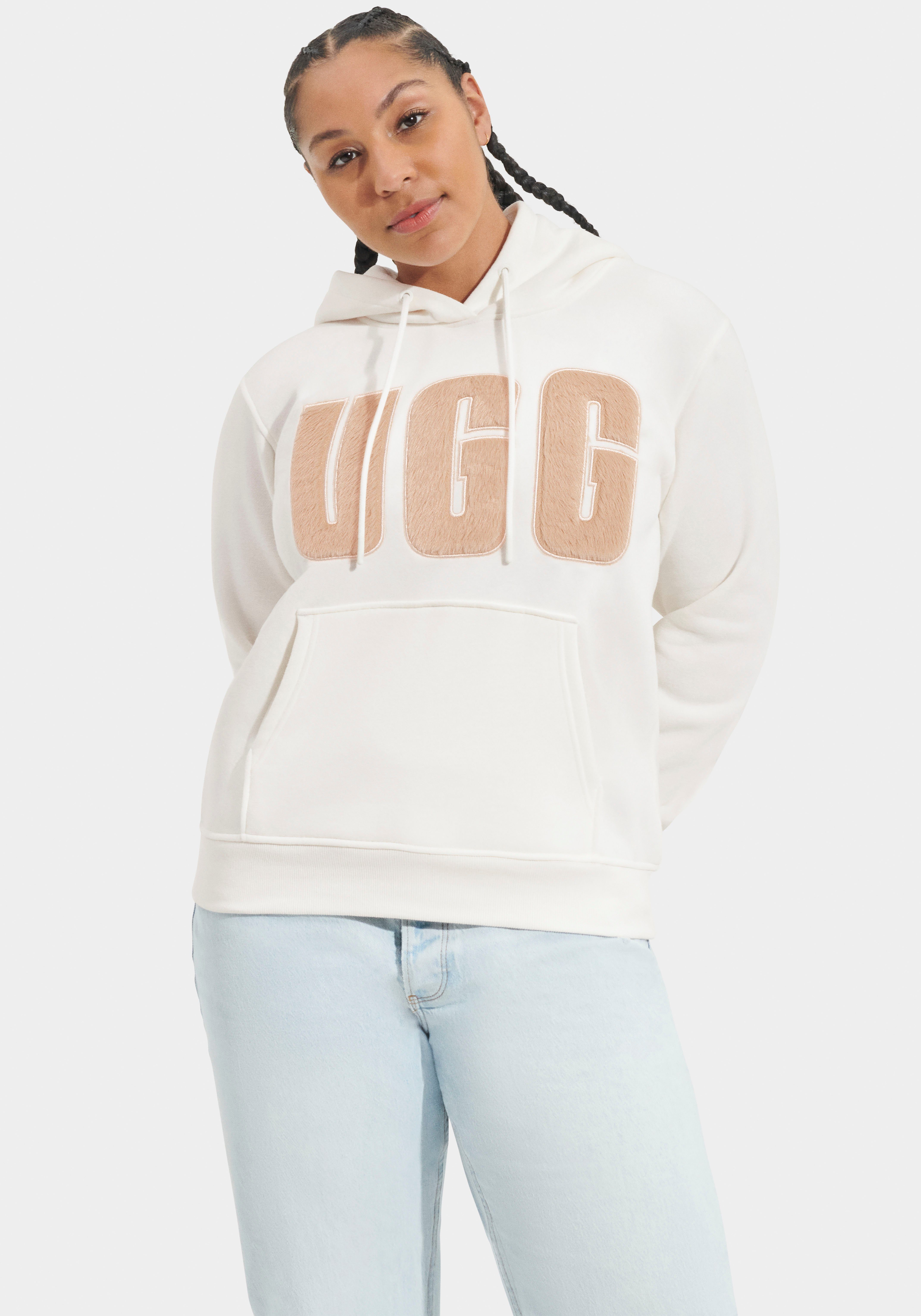 UGG Kapuzensweatshirt W REY UGGFLUFF LOGO HOODIE