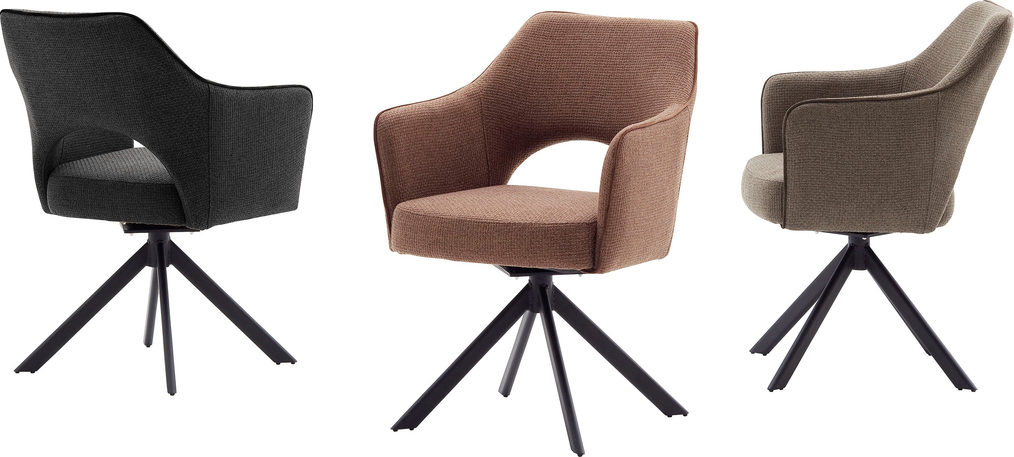 MCA furniture 4-Fußstuhl Tonala (Set, drehbar St), matt | lackiert Metall 180° Nivellierung schwarz mit 2 Anthrazit