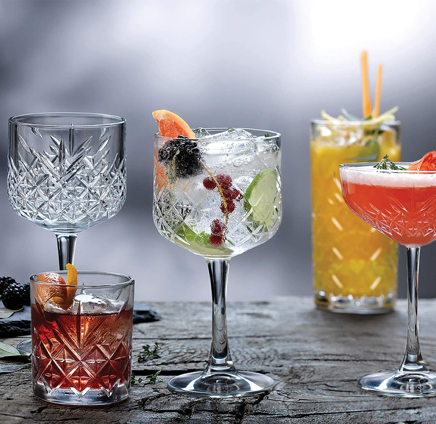 Pasabahce Cocktailglas 440237 Gin Glas „Timeless“ Kristall-Design, Höhe ca. 20 cm, 4er Set, 4-tlg. – Bild 5 von 5