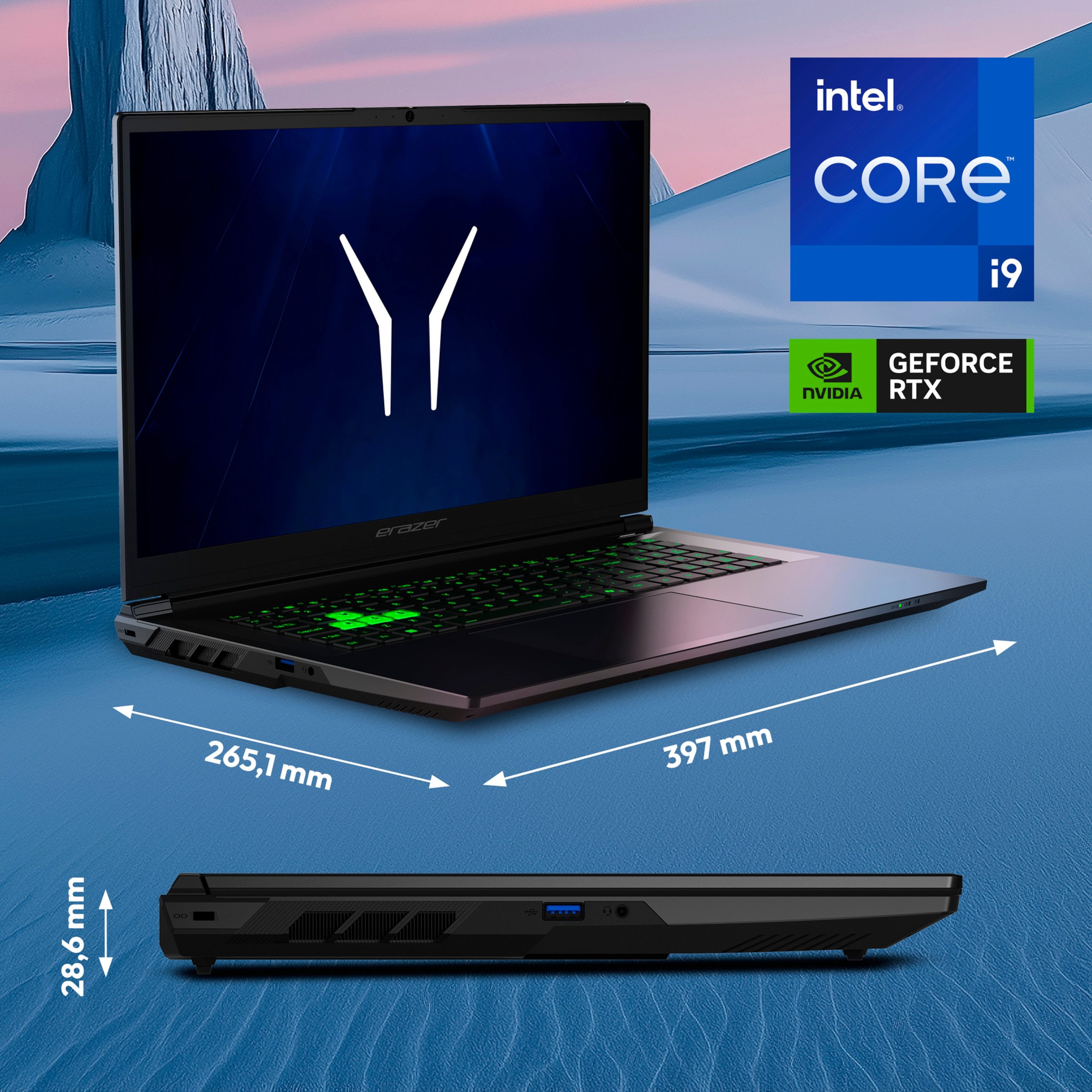 ERAZER 43,8 cm (17,3) Core Gaming Laptop ERAZER Defender 17 P10 (MD600081) Gaming-Notebook (43.9 cm/17.3 Zoll, Intel Intel Core i9 14. Gen Core i9-14900HX, Nvidia Geforce RTX 5070, 32 GB, 1000 GB SSD, Full-HD Display 144Hz, DEFENDER 17 P10)