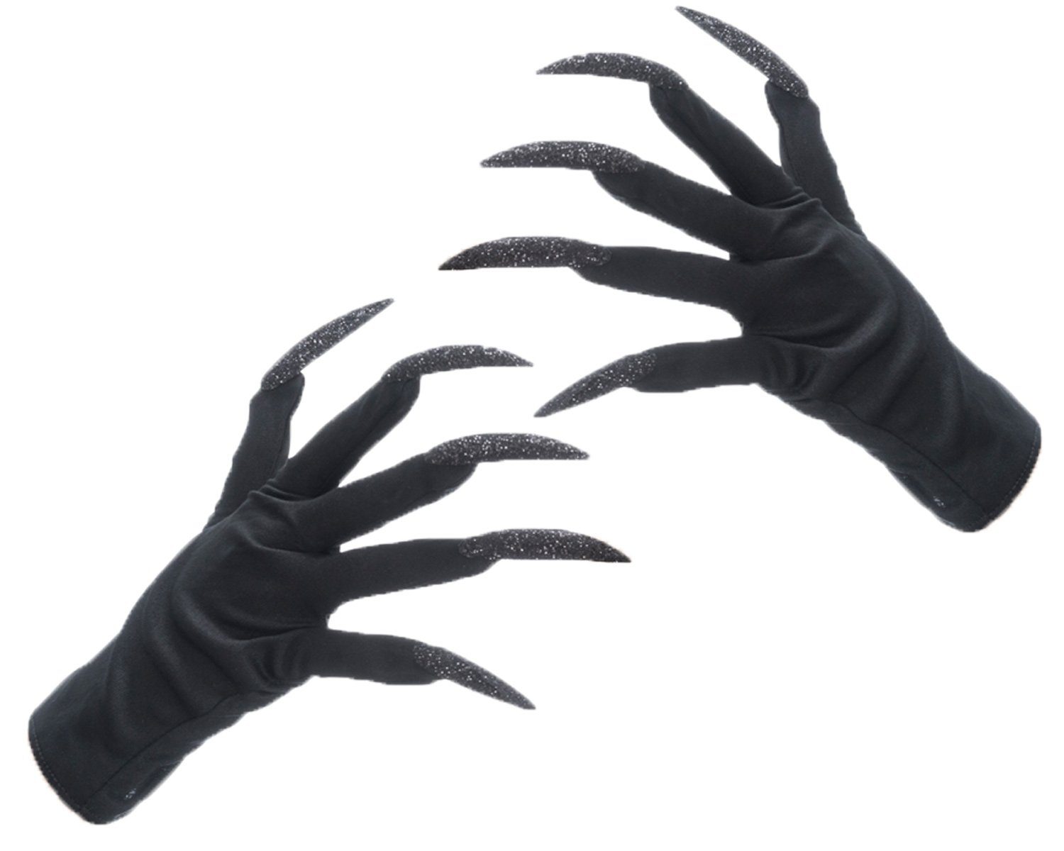 CHAKS Kostüm Handschuhe 'Hexenfingernägel', Glitzer Schwarz - günstig online kaufen