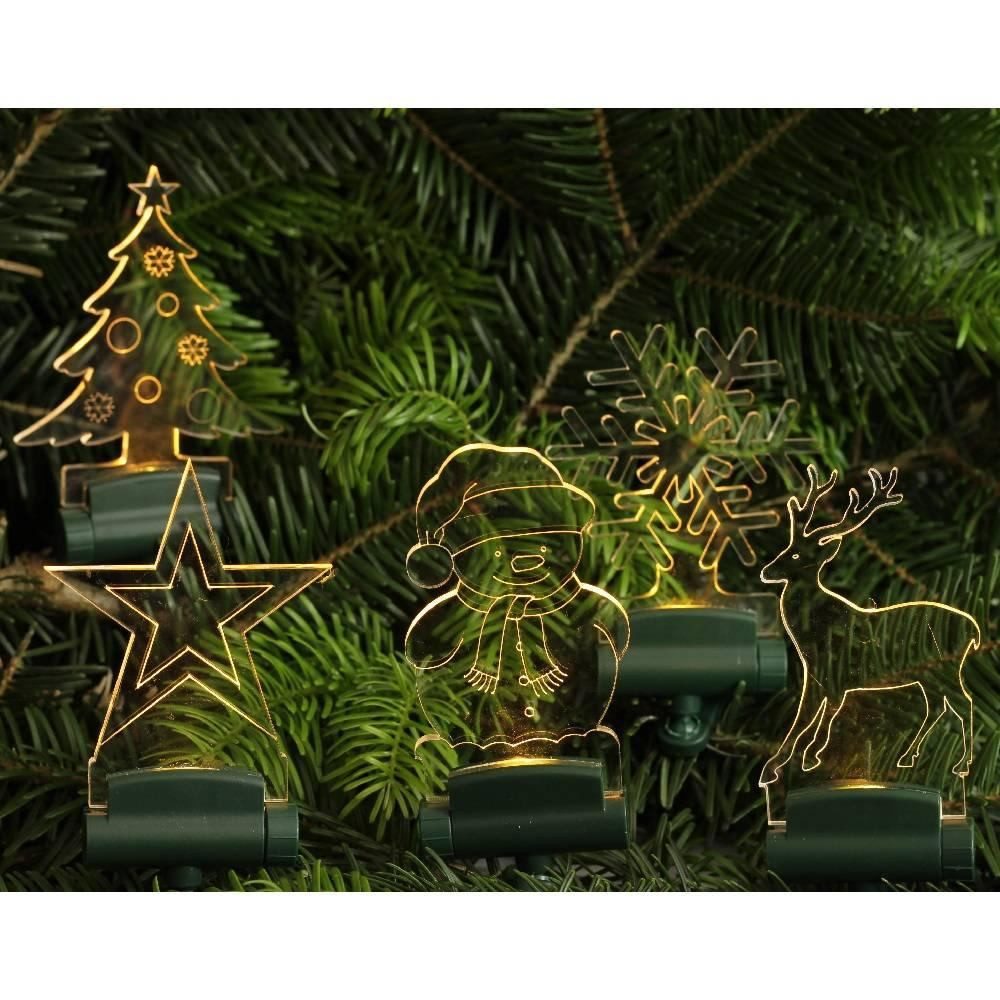 Star-Max Christbaumschmuck 35217 LED Acryllichter-Set 5 Motive mit je einer LED warmweiß inkl. FB