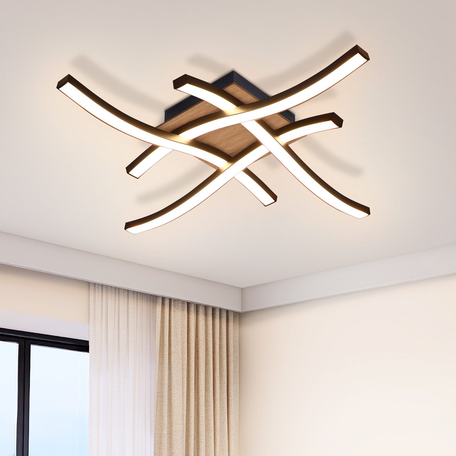 ZMH LED Deckenleuchte Wohnzimmer Schwarz Modern günstig online kaufen