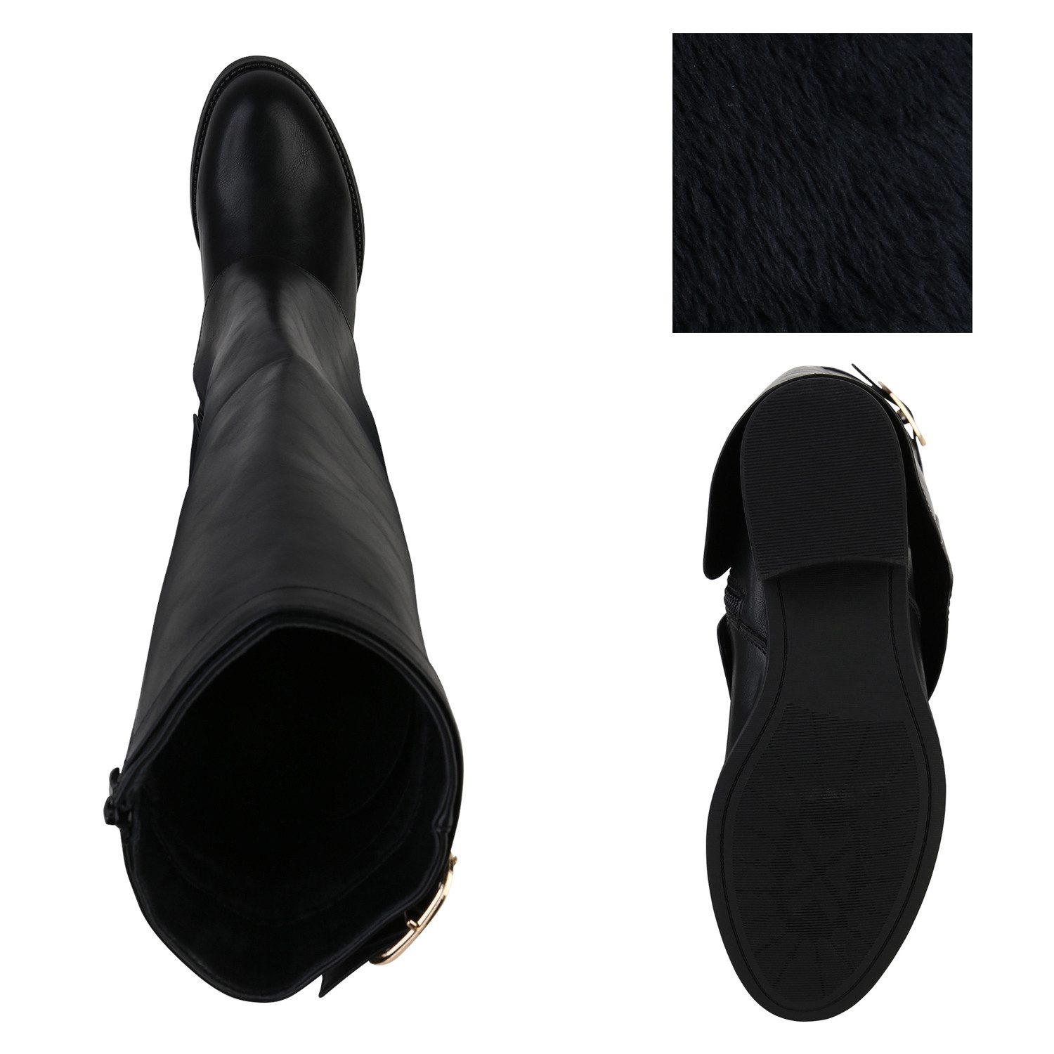 VAN HILL 841788 Stiefel Damen Gefüttert Klassische Stiefel Schnallen Leder-Optik