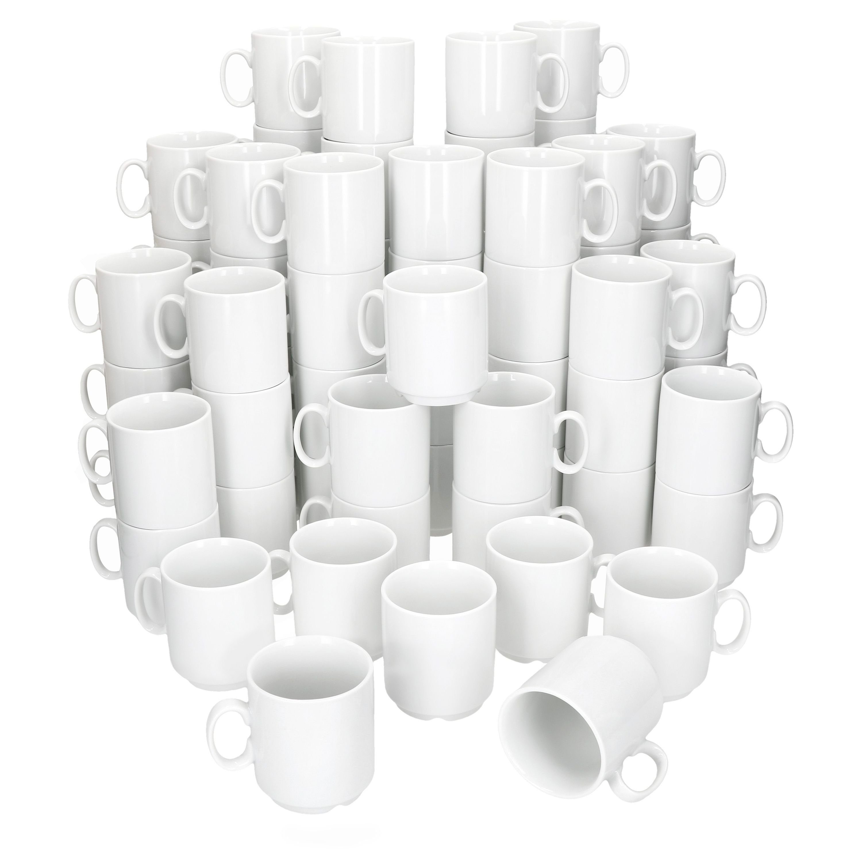 Set MamboCat 72er 250ml stapelbar, Becher Porzellan Porzellan-Tassen weiß Kaffeebecher Event