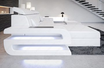 Sofa Dreams Ecksofa Ledersofa Bologna L Form Leder Sofa, Couch, mit LED, wahlweise mit Bettfunktion als Schlafsofa, Designersofa