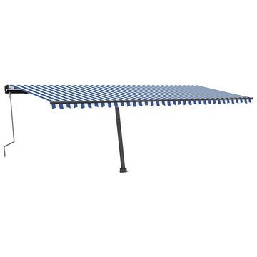 furnicato Markise Standmarkise Manuell Einziehbar 600x350 cm Blau/Weiß