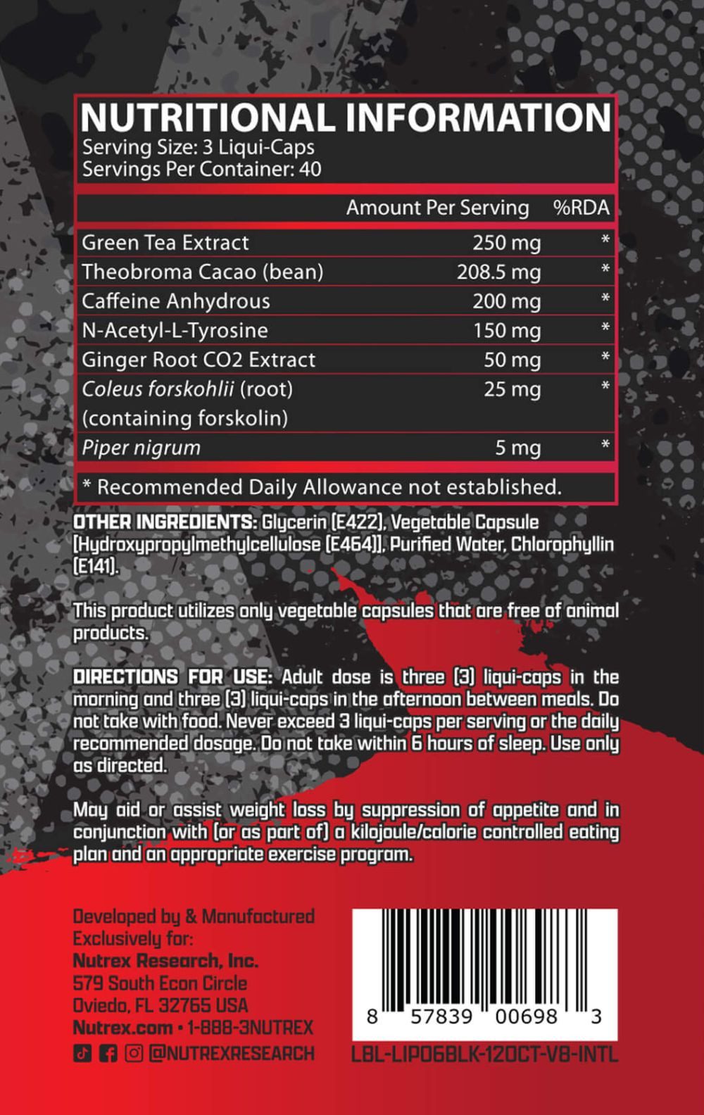 Nutrex Nutrex Lipo 6 Black - 120 Liqui-Caps Kapseln